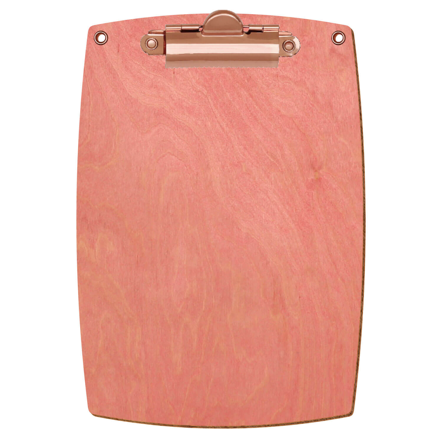 Bütic Holz-Klemmbrett konvex Rosa mit Aufhängeösen in A6 hochkant mit roségoldener Zahnklemme