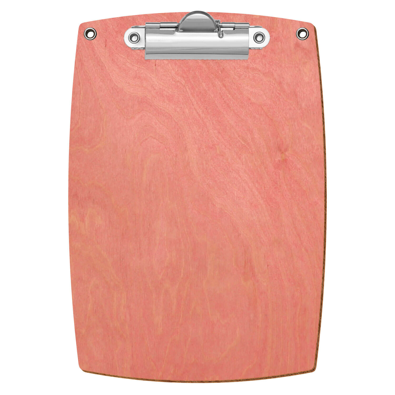 Bütic Holz-Klemmbrett konvex Rosa mit Aufhängeösen in A6 hochkant mit silberner Zahnklemme