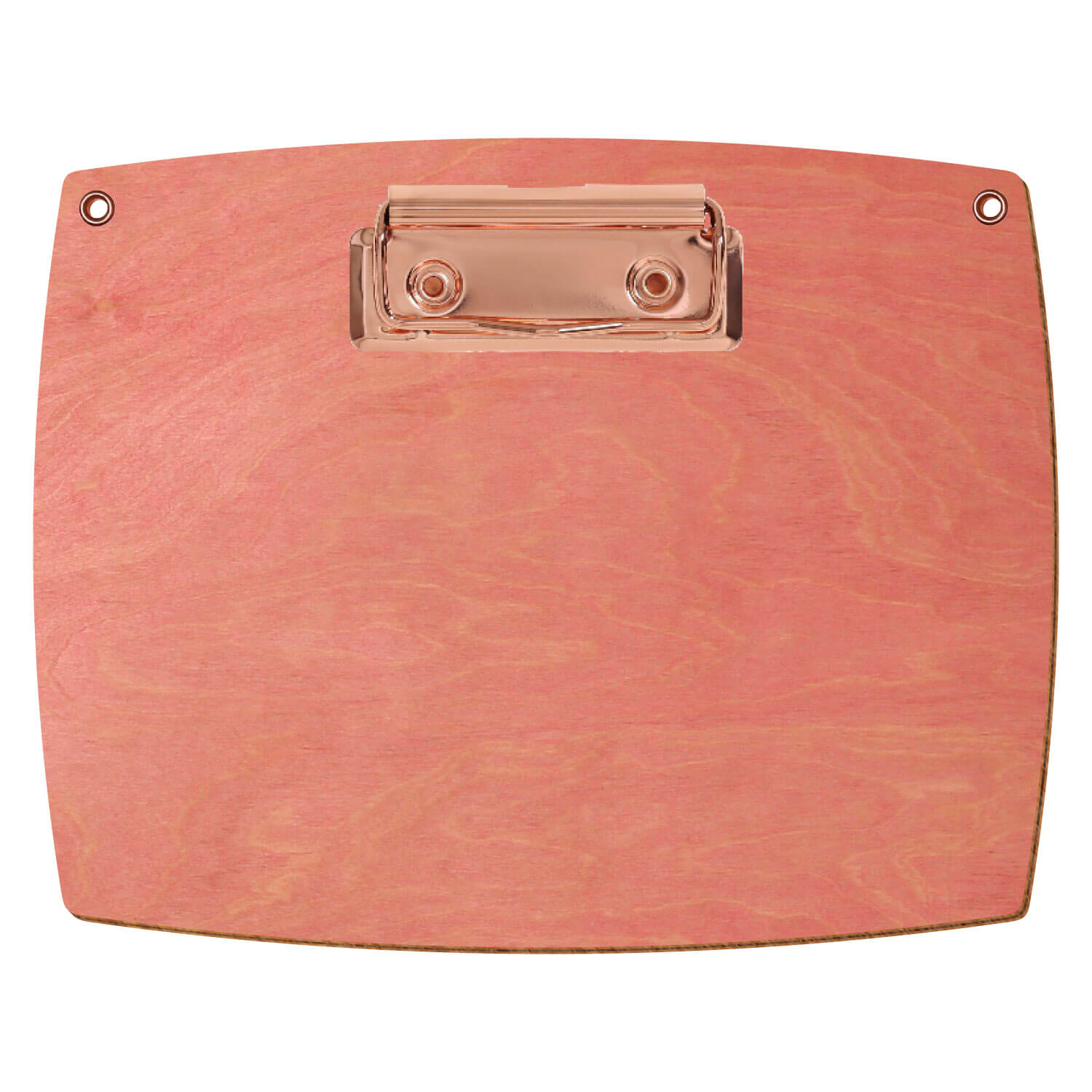 Bütic Holz-Klemmbrett konvex Rosa mit Aufhängeösen in A6 querkant mit roségoldener Bügelklemme