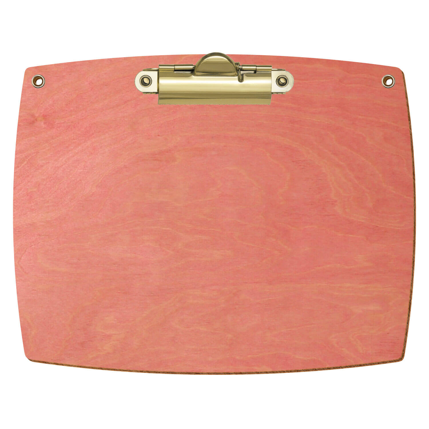 Bütic Holz-Klemmbrett konvex Rosa mit Aufhängeösen in A6 querkant mit goldener Zahnklemme