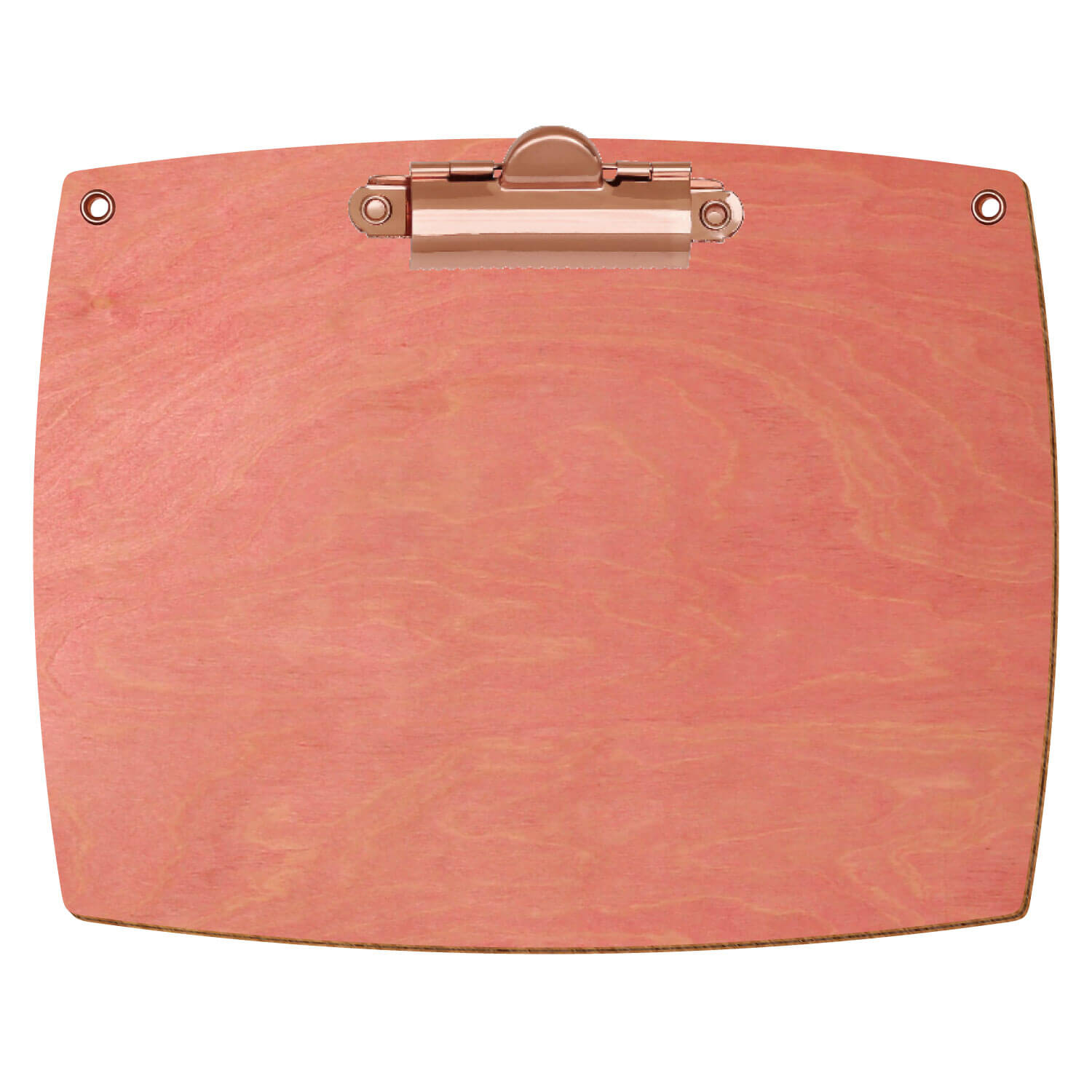 Bütic Holz-Klemmbrett konvex Rosa mit Aufhängeösen in A6 querkant mit roségoldener Zahnklemme