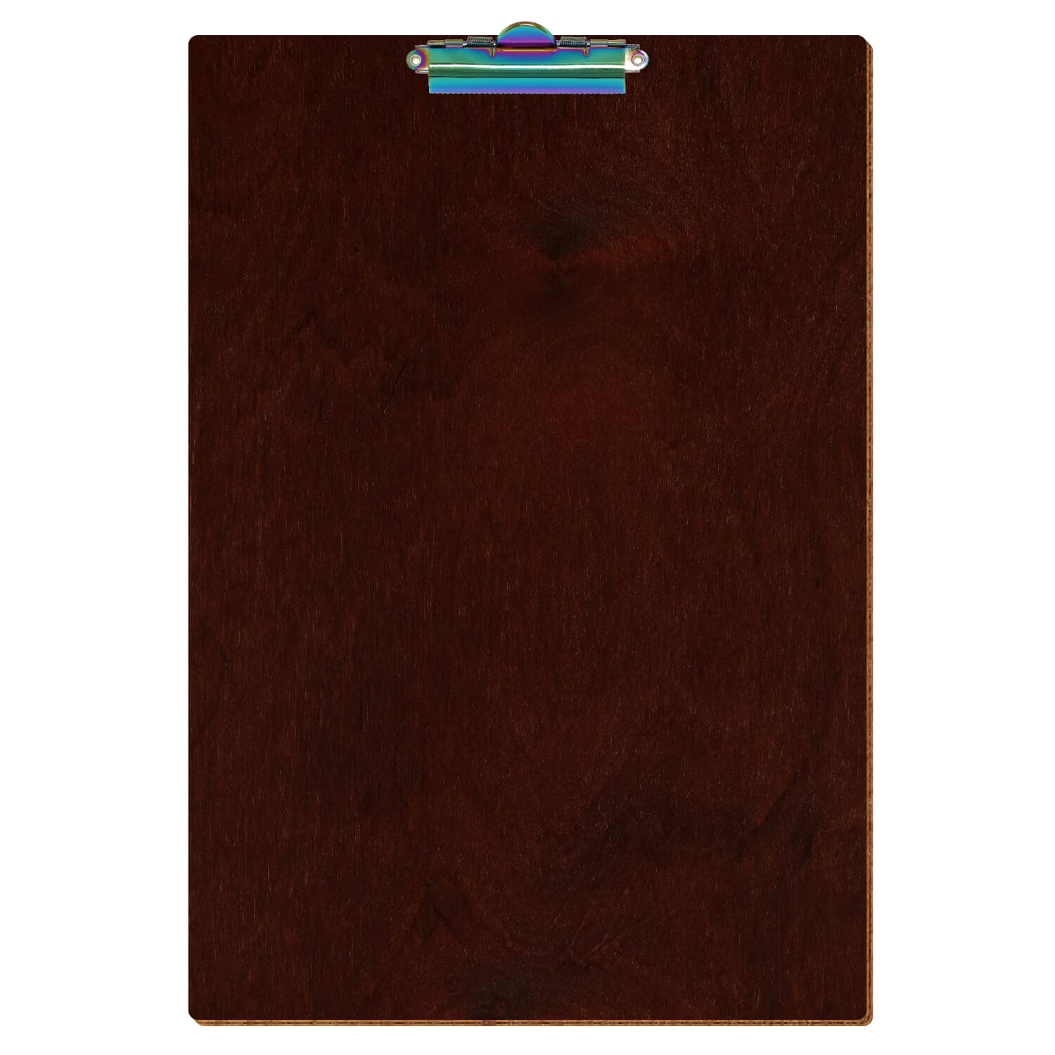 Klemmbrett Standardform Nussbaum dunkel A3 hochkant Zahnklemme Regenbogen