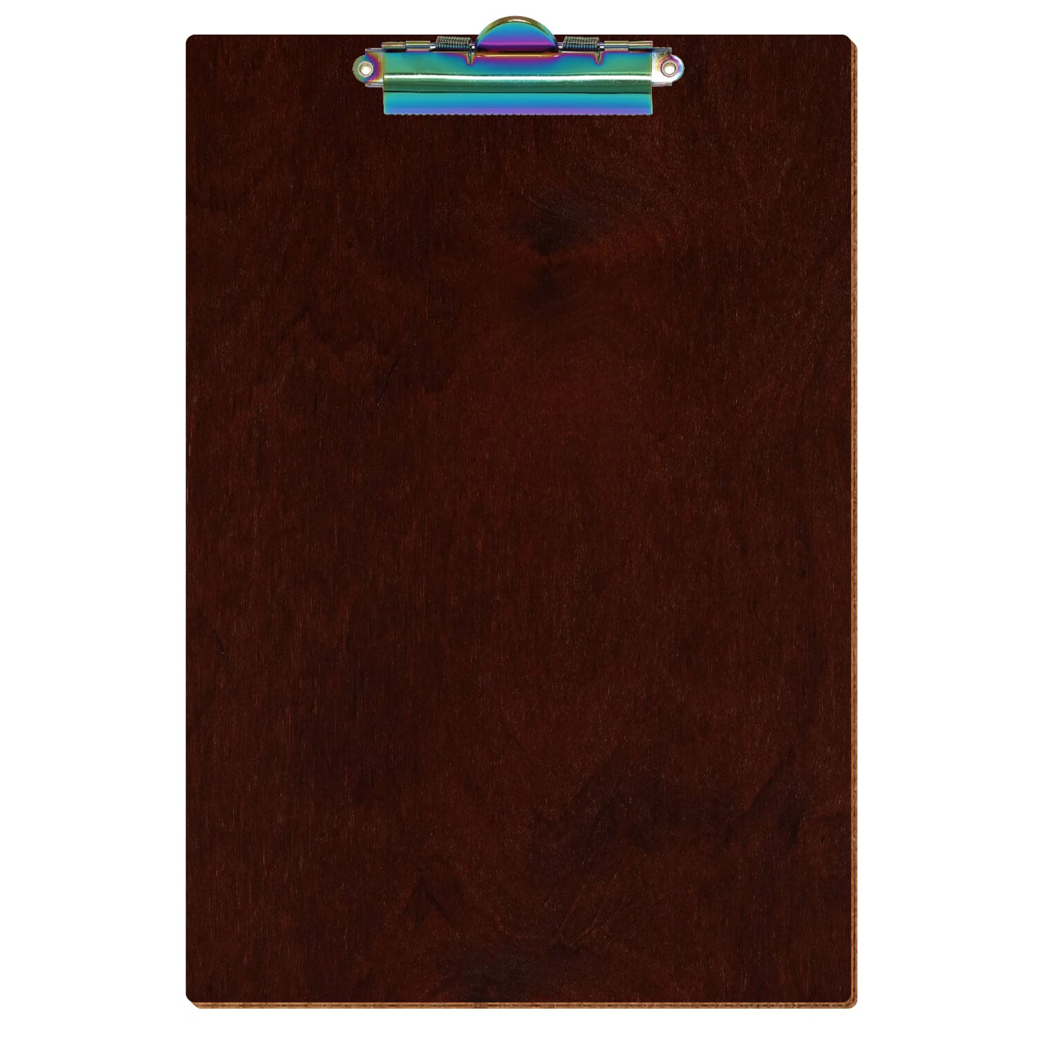 Klemmbrett Standardform Nussbaum dunkel A4 hochkant Zahnklemme Regenbogen
