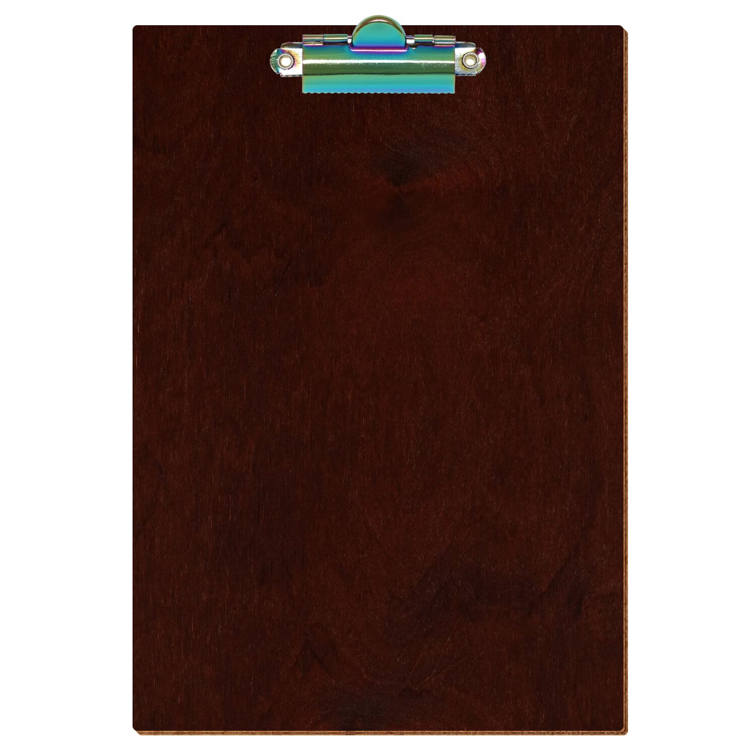 Klemmbrett Standardform Nussbaum dunkel A5 hochkant Zahnklemme Regenbogen