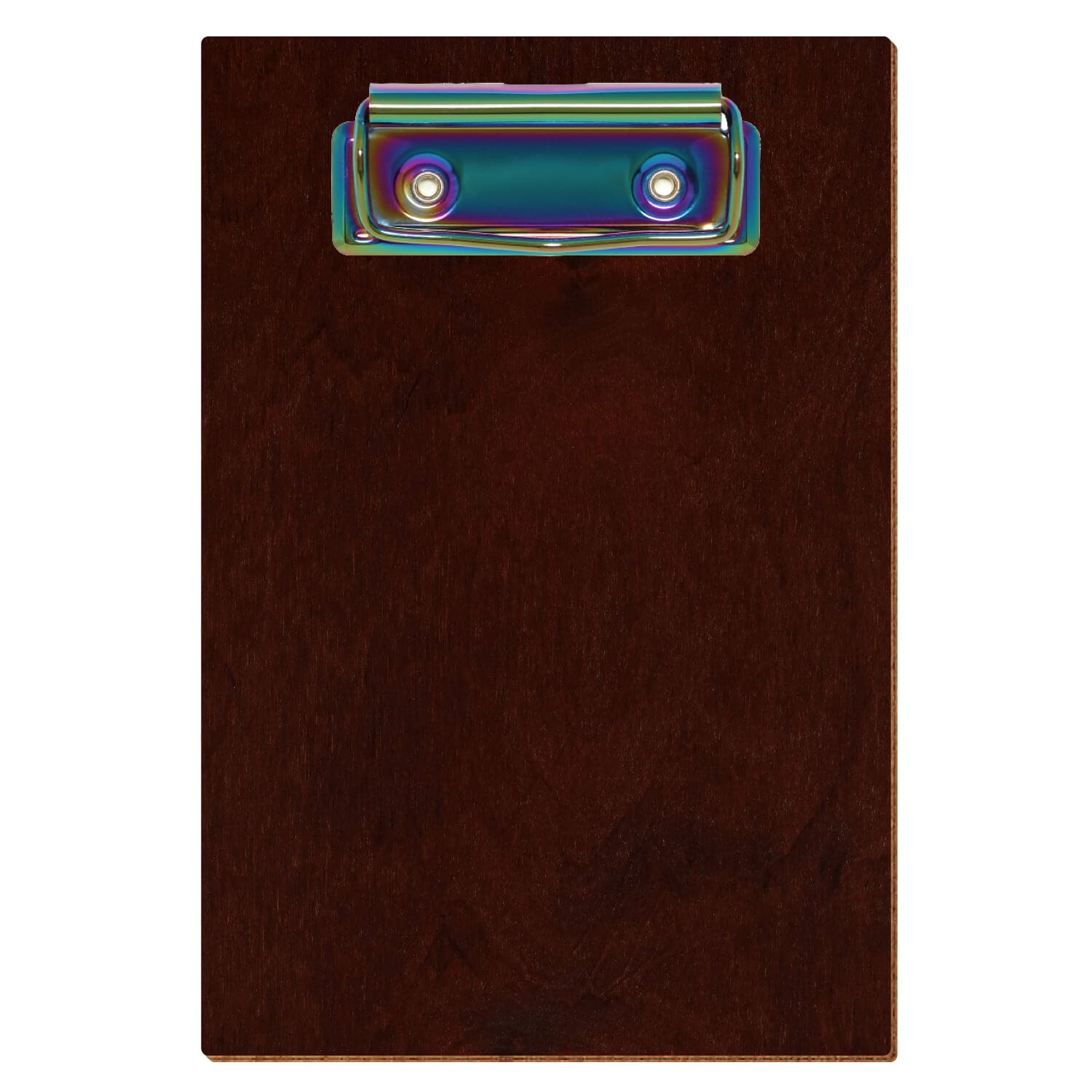 Klemmbrett Standardform Nussbaum dunkel A6 hochkant Bügelklemme Regenbogen