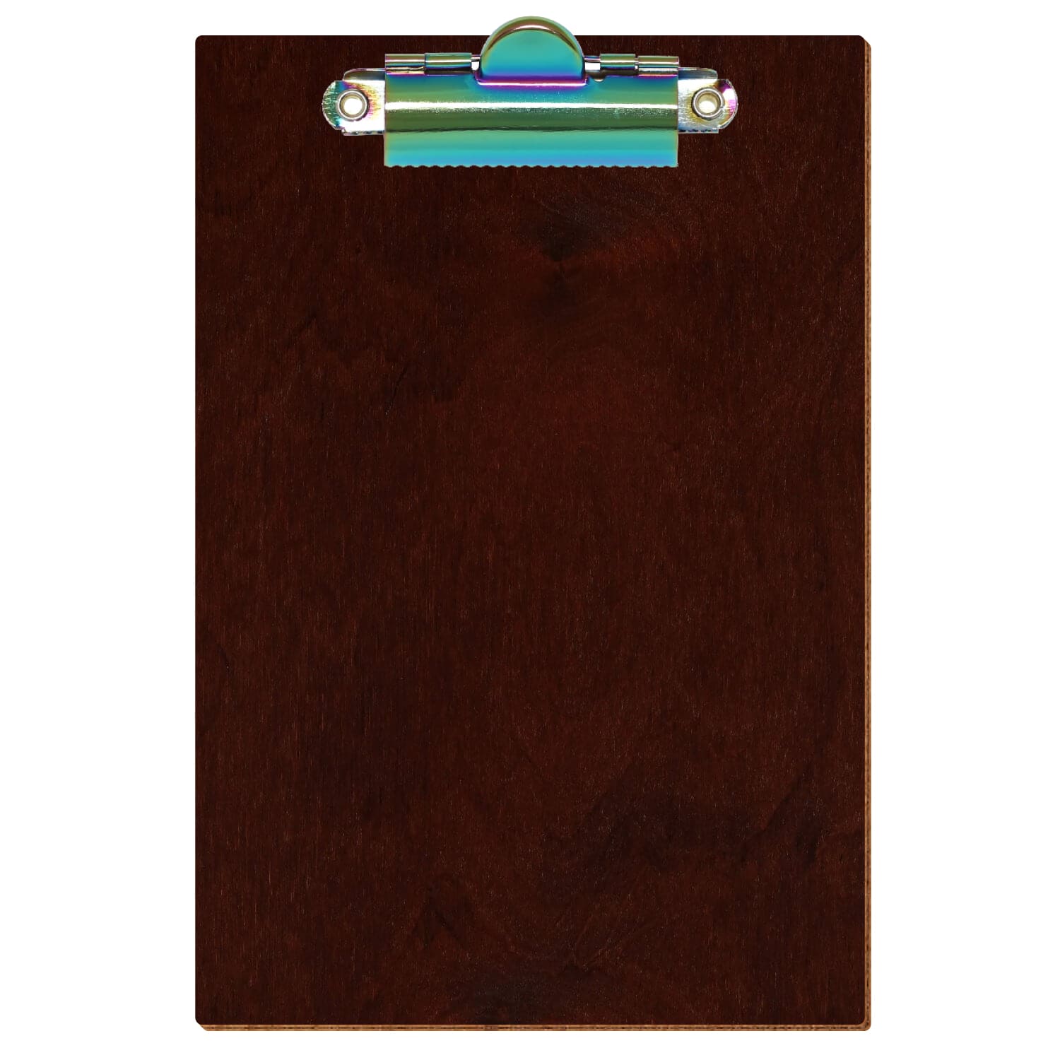 Klemmbrett Standardform Nussbaum dunkel A6 hochkant Zahnklemme Regenbogen