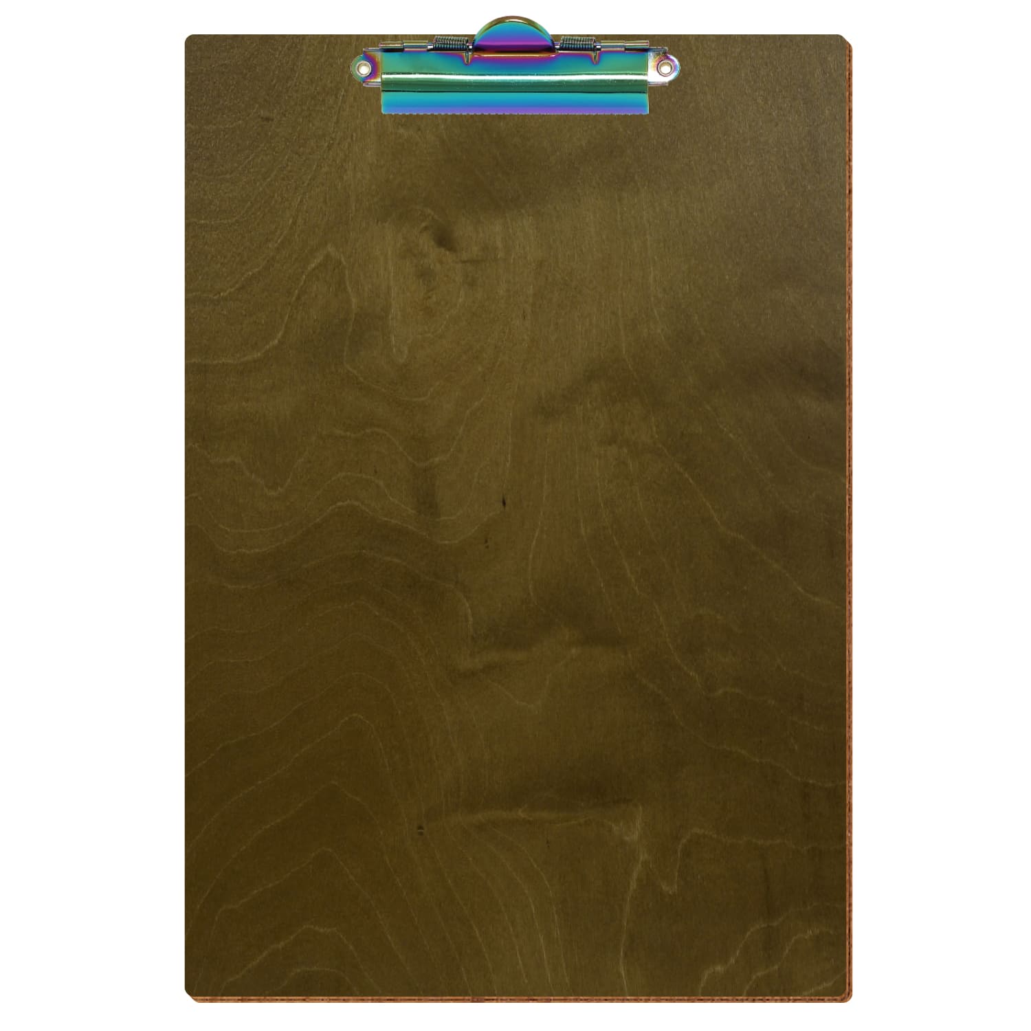 Klemmbrett Standardform Nussbaum hell A4 hochkant Zahnklemme Regenbogen
