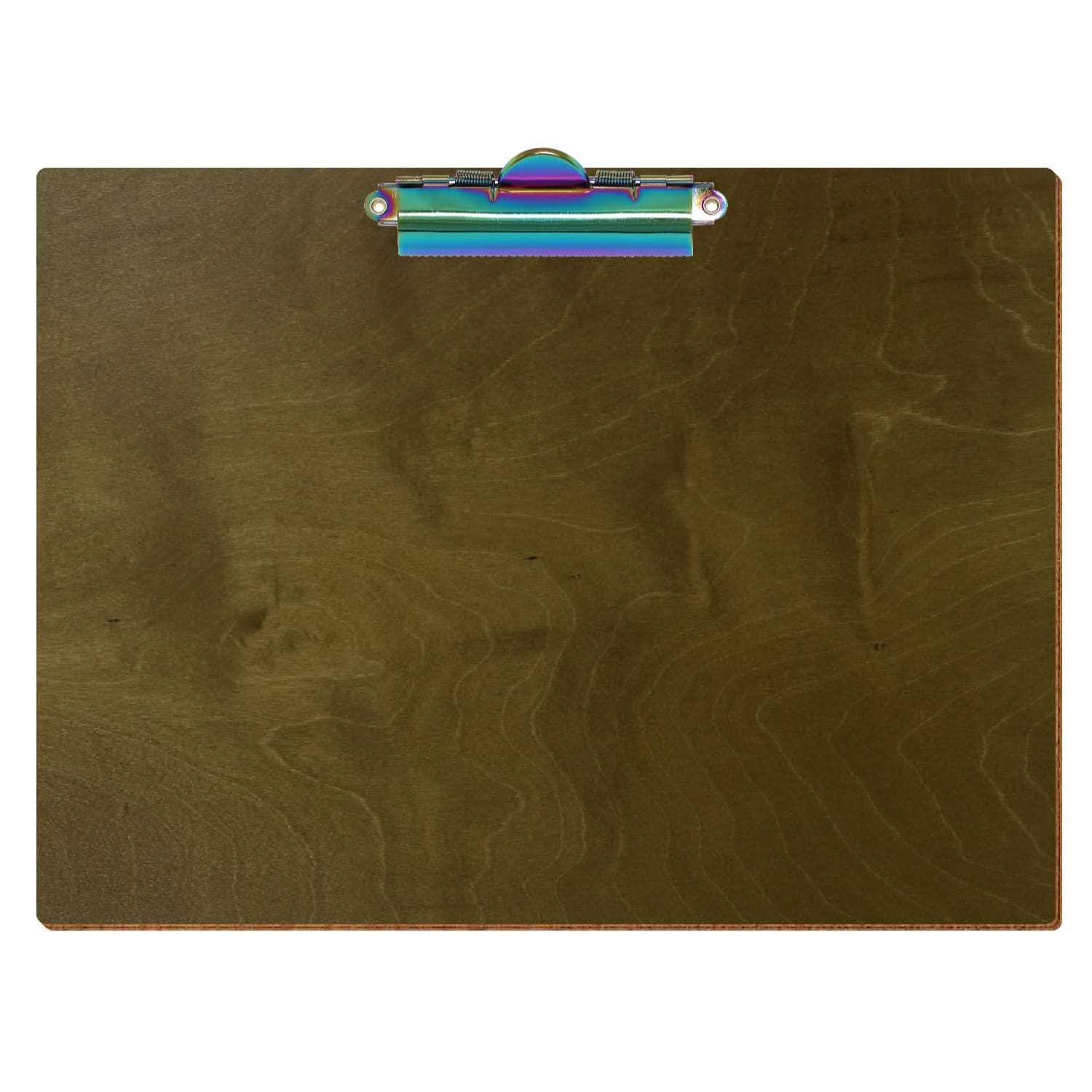 Klemmbrett Standardform Nussbaum hell A4 querkant Zahnklemme Regenbogen