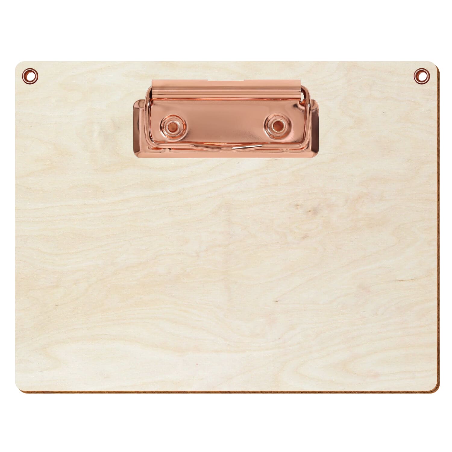 Klemmbrett Standardform Birke natur mit 2 Ösen A6 querkant Bügelklemme roségold