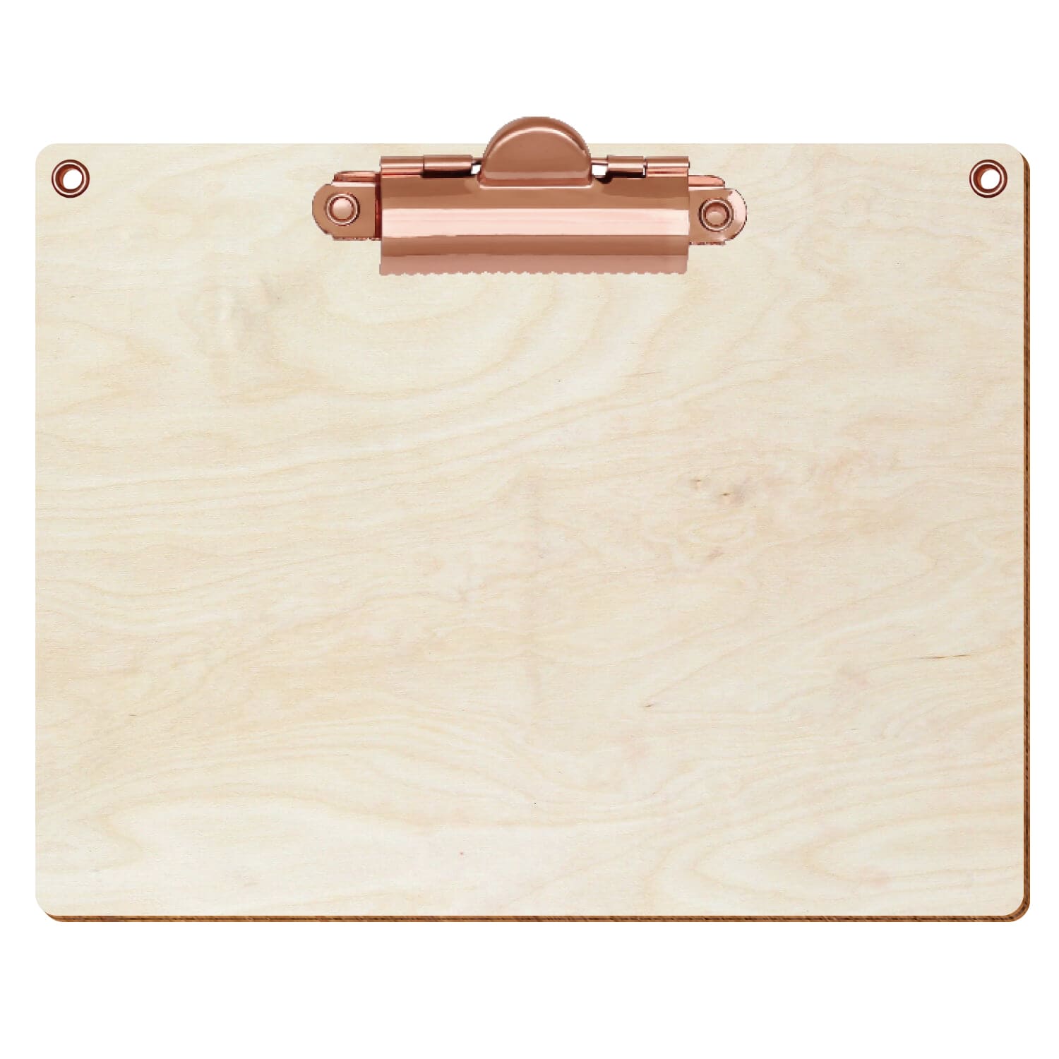 Klemmbrett Standardform Birke natur mit 2 Ösen A6 querkant Zahnklemme roségold