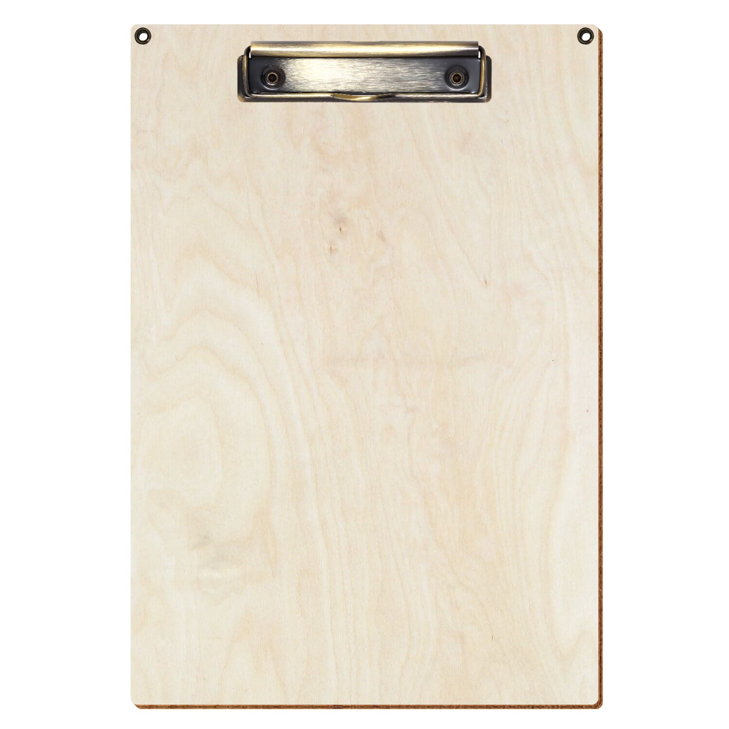 Klemmbrett Standardform Birke natur mit 2 Ösen A4 hochkant Bügelklemme antik