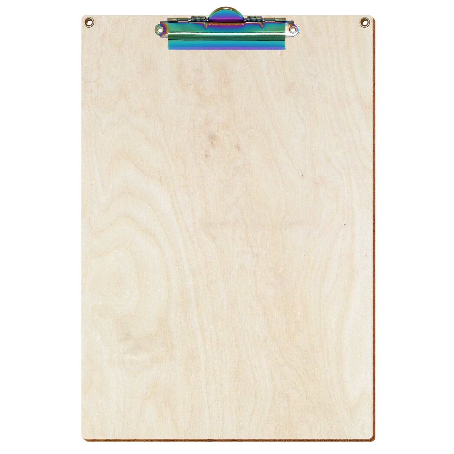 Klemmbrett Standardform Birke natur mit 2 Ösen A4 hochkant Zahnklemme Regenbogen