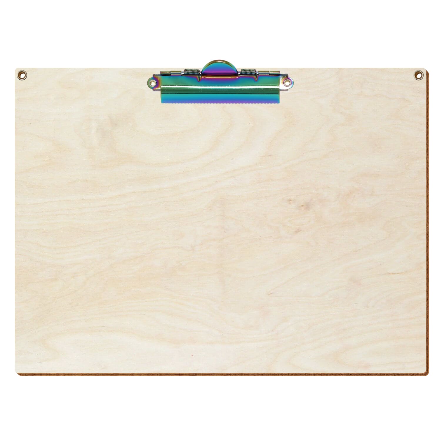 Klemmbrett Standardform Birke natur mit 2 Ösen A4 querkant Zahnklemme Regenbogen