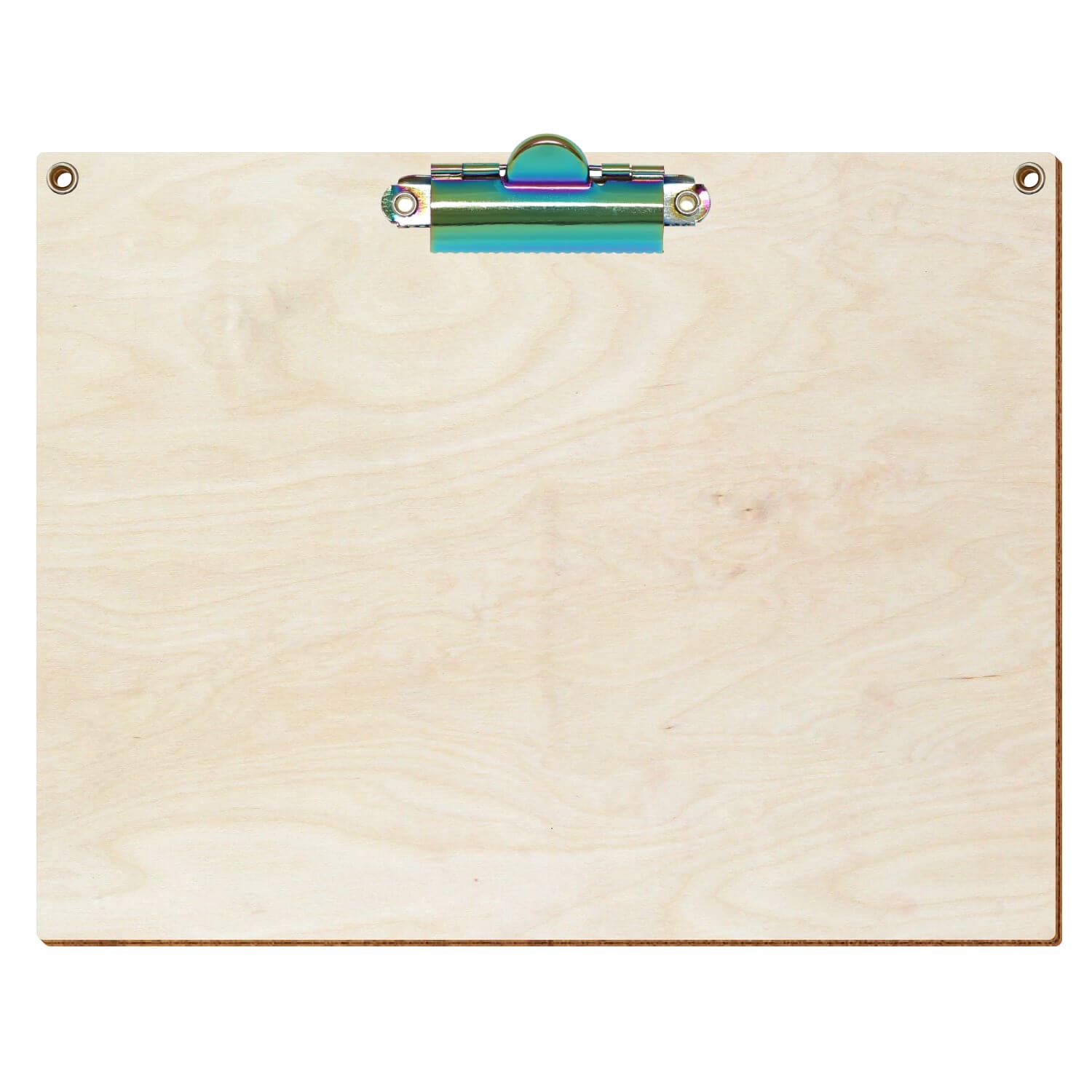 Klemmbrett Standardform Birke natur mit 2 Ösen A5 querkant Zahnklemme Regenbogen
