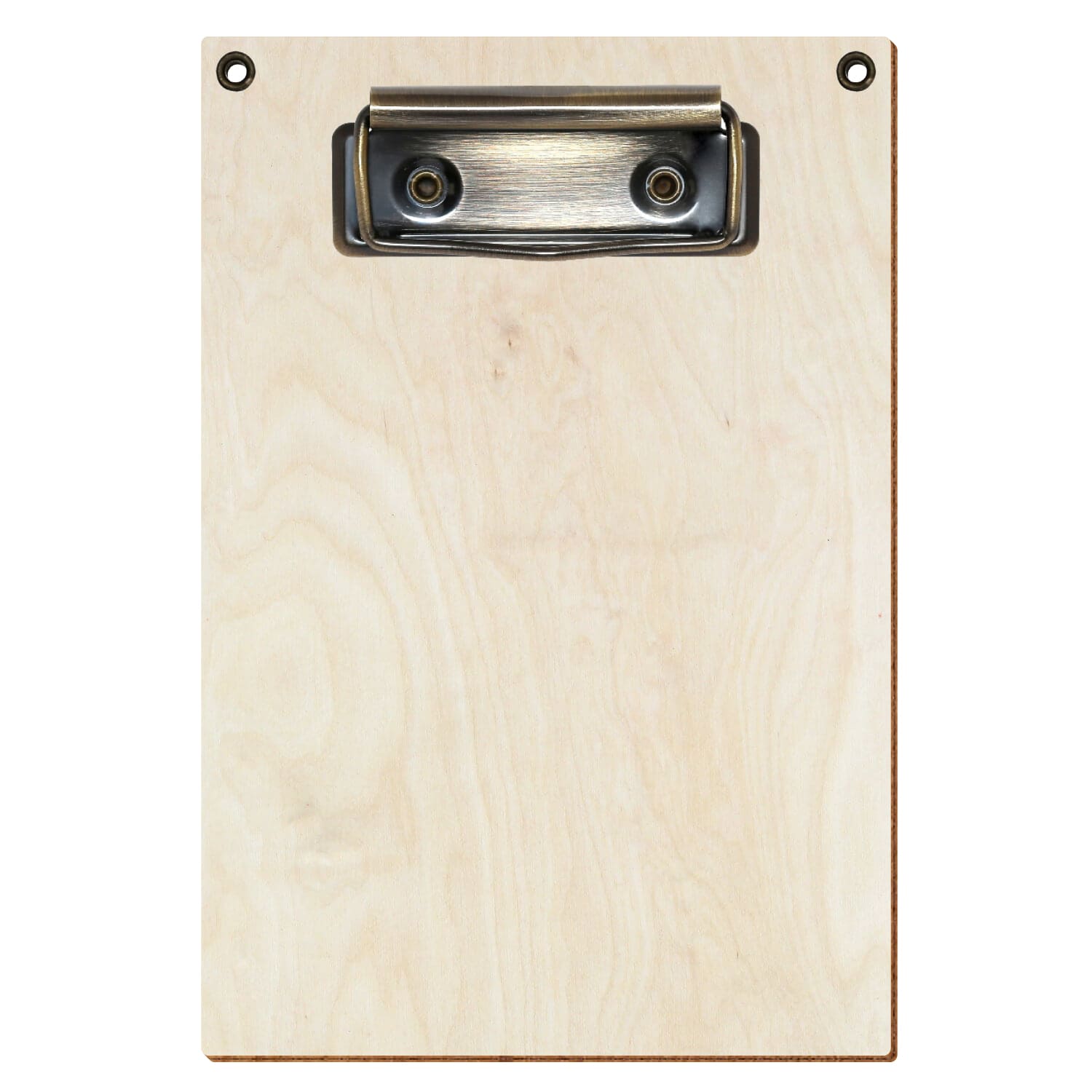 Klemmbrett Standardform Birke natur mit 2 Ösen A6 hochkant Bügelklemme antik