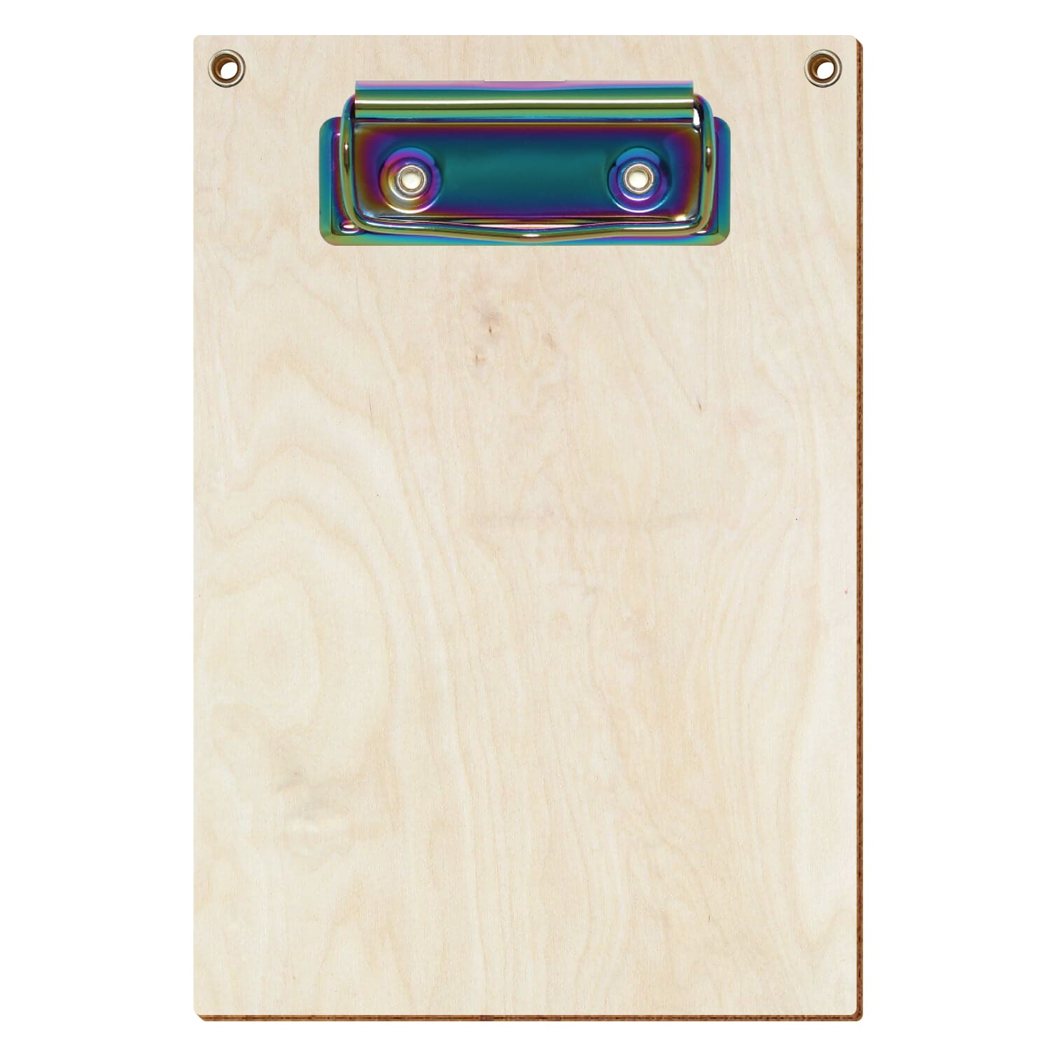 Klemmbrett Standardform Birke natur mit 2 Ösen A6 hochkant Bügelklemme Regenbogen