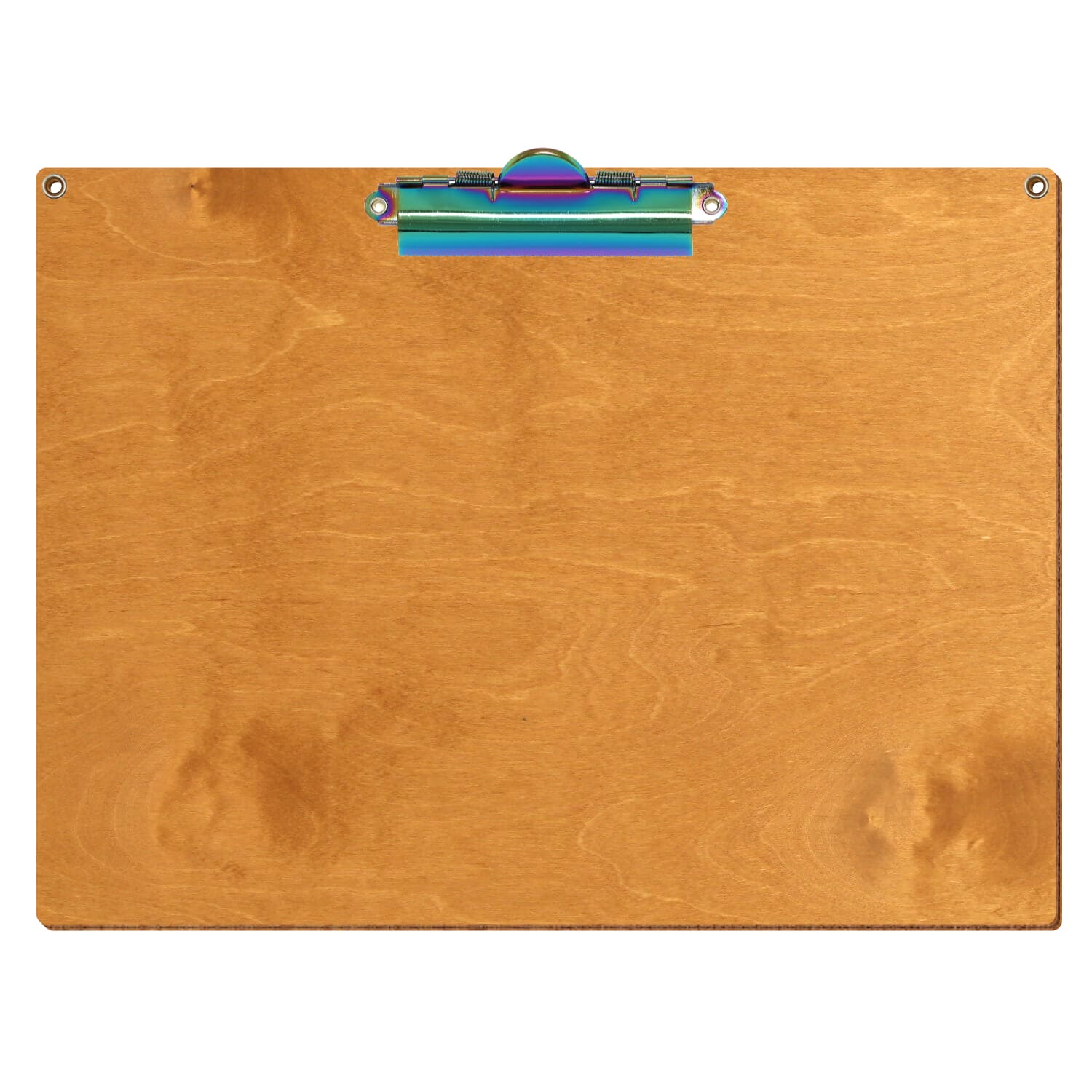 Klemmbrett Standardform Birnbaum mit 2 Ösen A4 querkant Zahnklemme Regenbogen