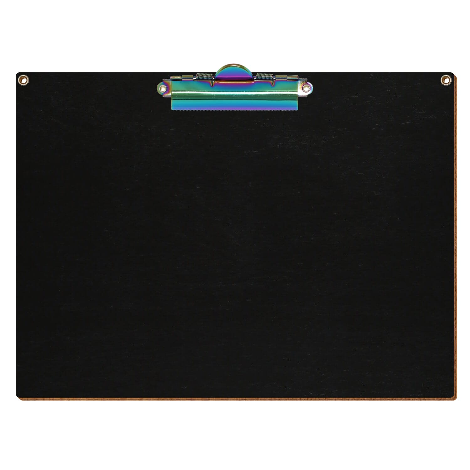 Klemmbrett Standardform Schwarz mit 2 Ösen A4 querkant Zahnklemme Regenbogen
