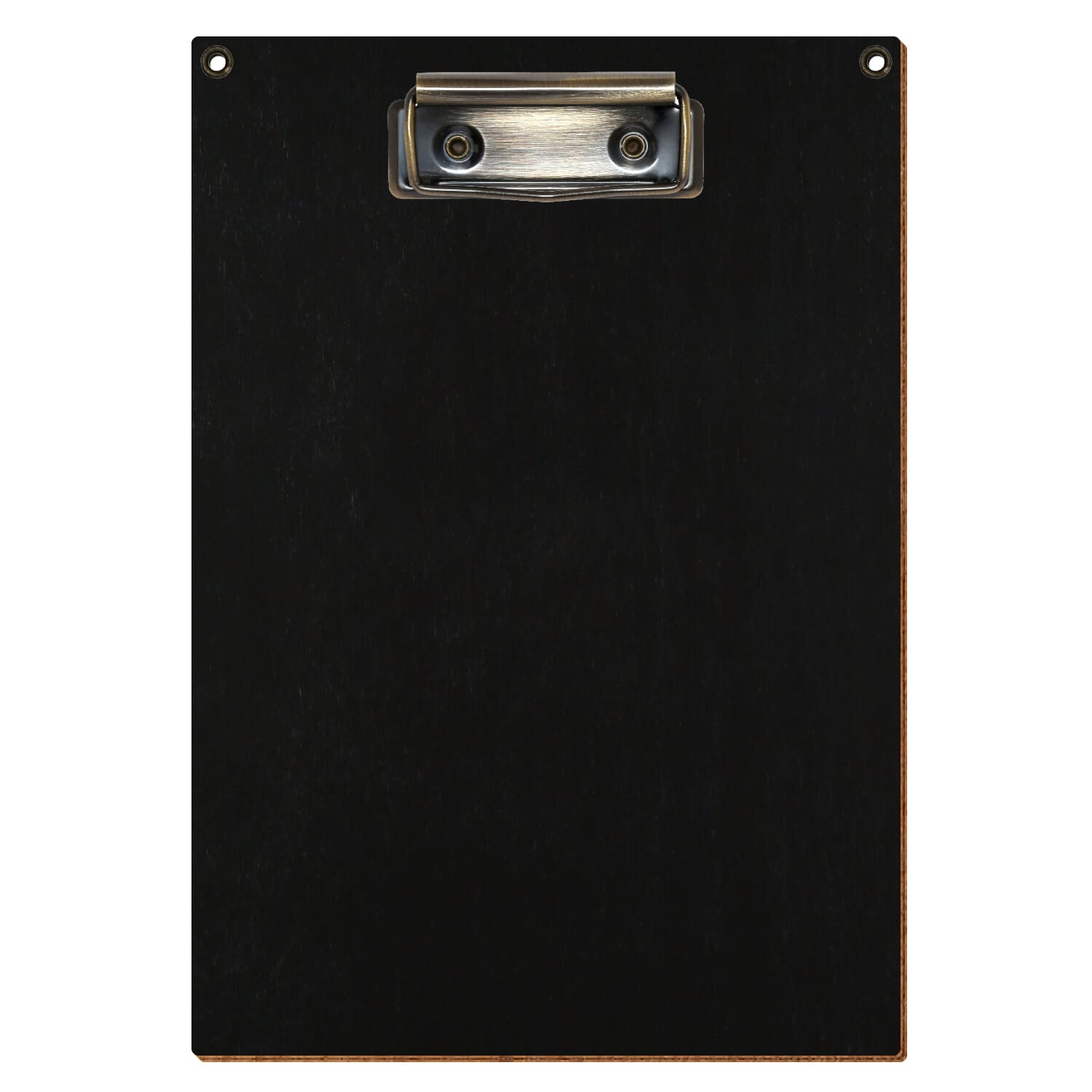 Klemmbrett Standardform Schwarz mit 2 Ösen A5 hochkant Bügelklemme antik