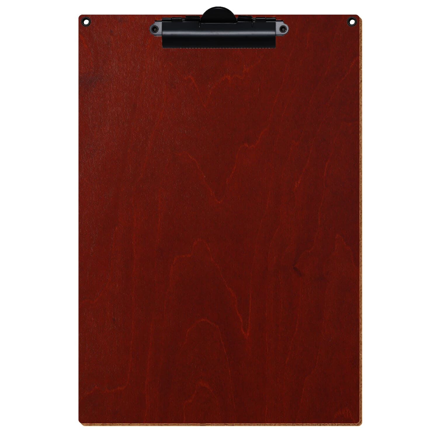 Klemmbrett Standardform Kirschbaum mit 2 Ösen A4 hochkant Zahnklemme schwarz
