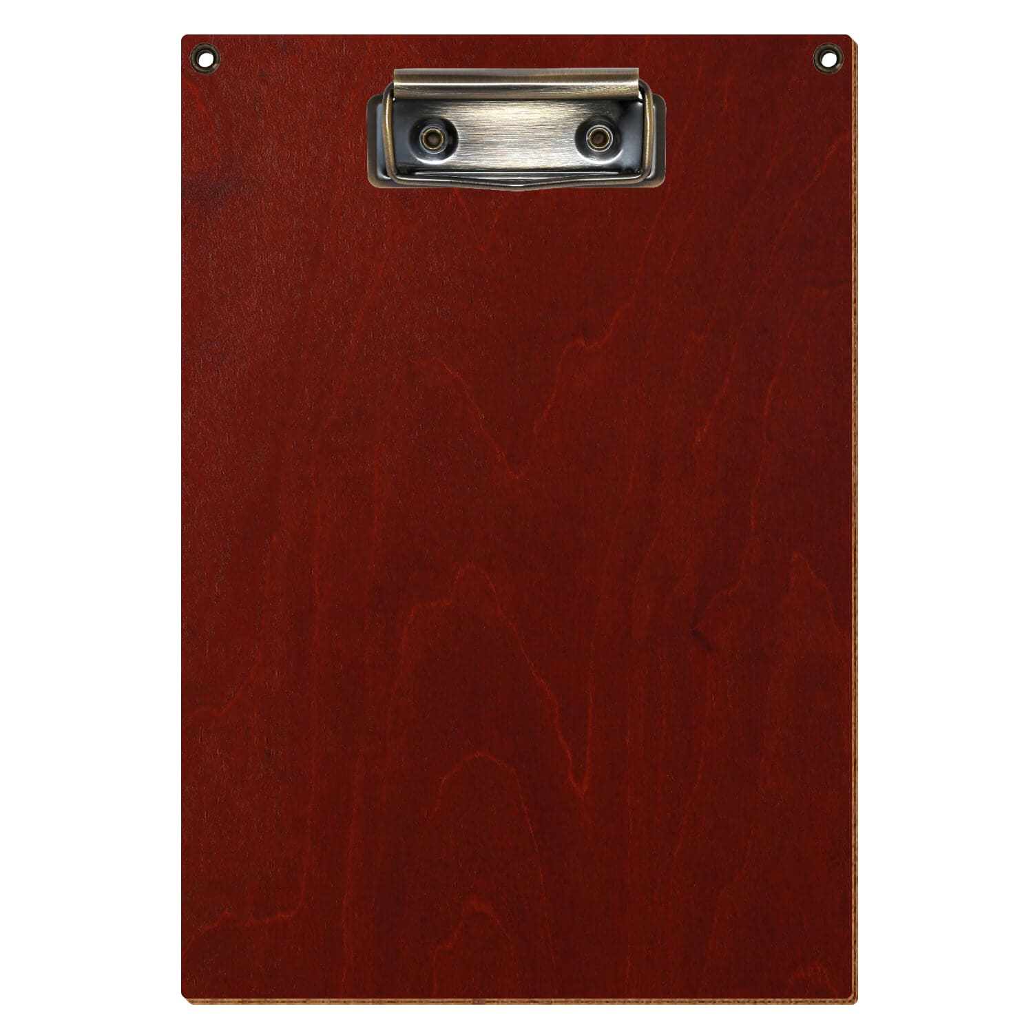Klemmbrett Standardform Kirschbaum mit 2 Ösen A5 hochkant Bügelklemme antik