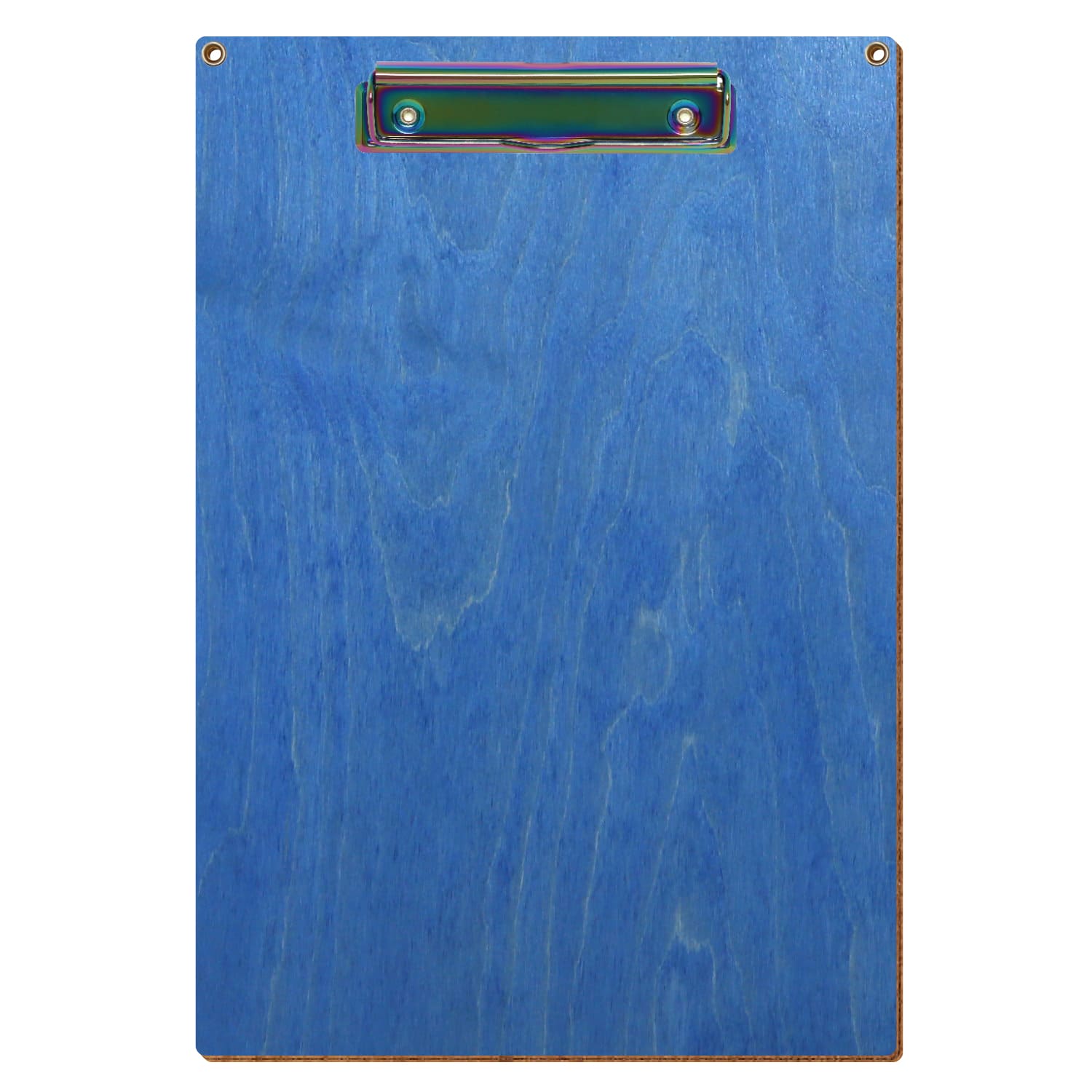 Klemmbrett Standardform Kornblumenblau mit 2 Ösen A4 hochkant Bügelklemme Regenbogen