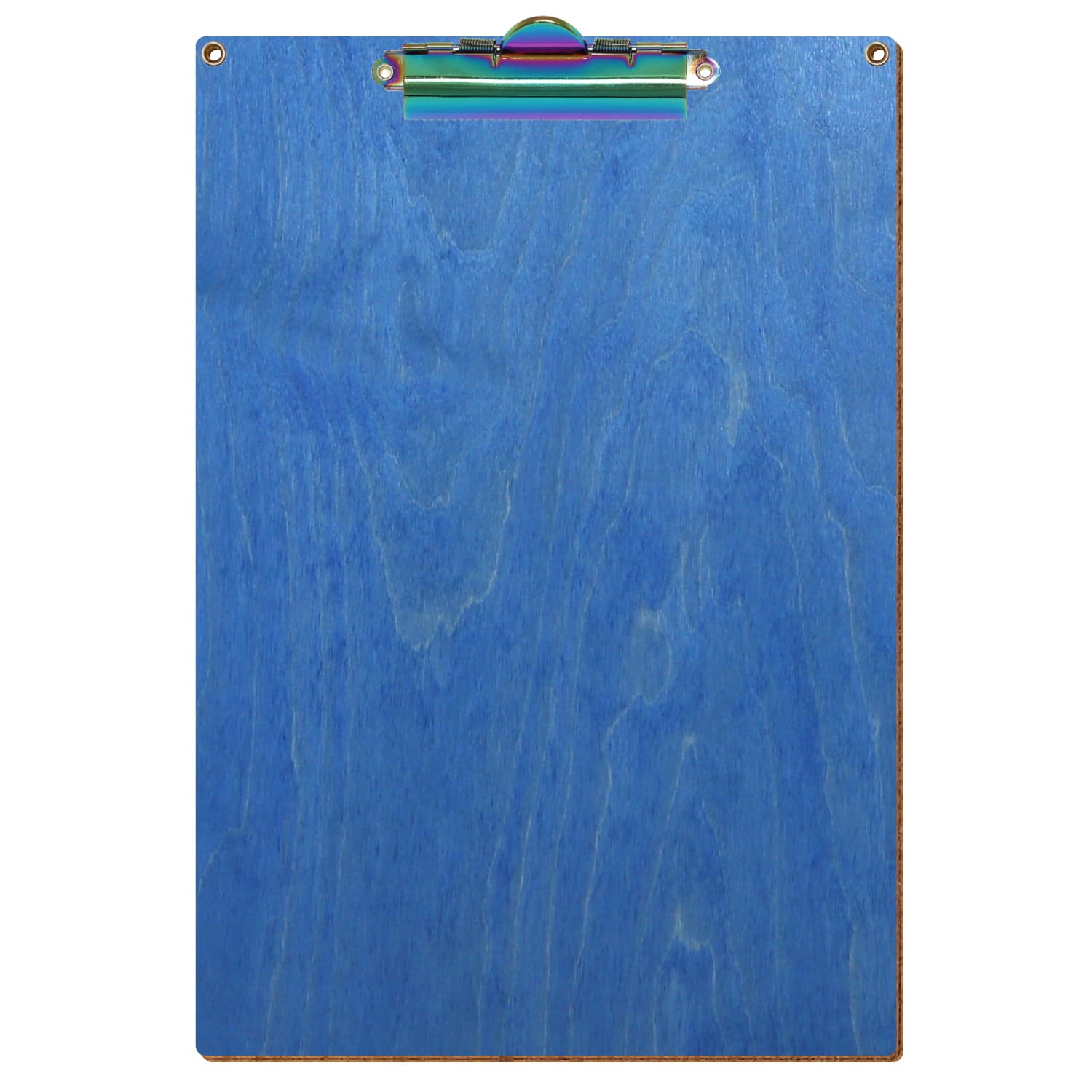 Klemmbrett Standardform Kornblumenblau mit 2 Ösen A4 hochkant Zahnklemme Regenbogen