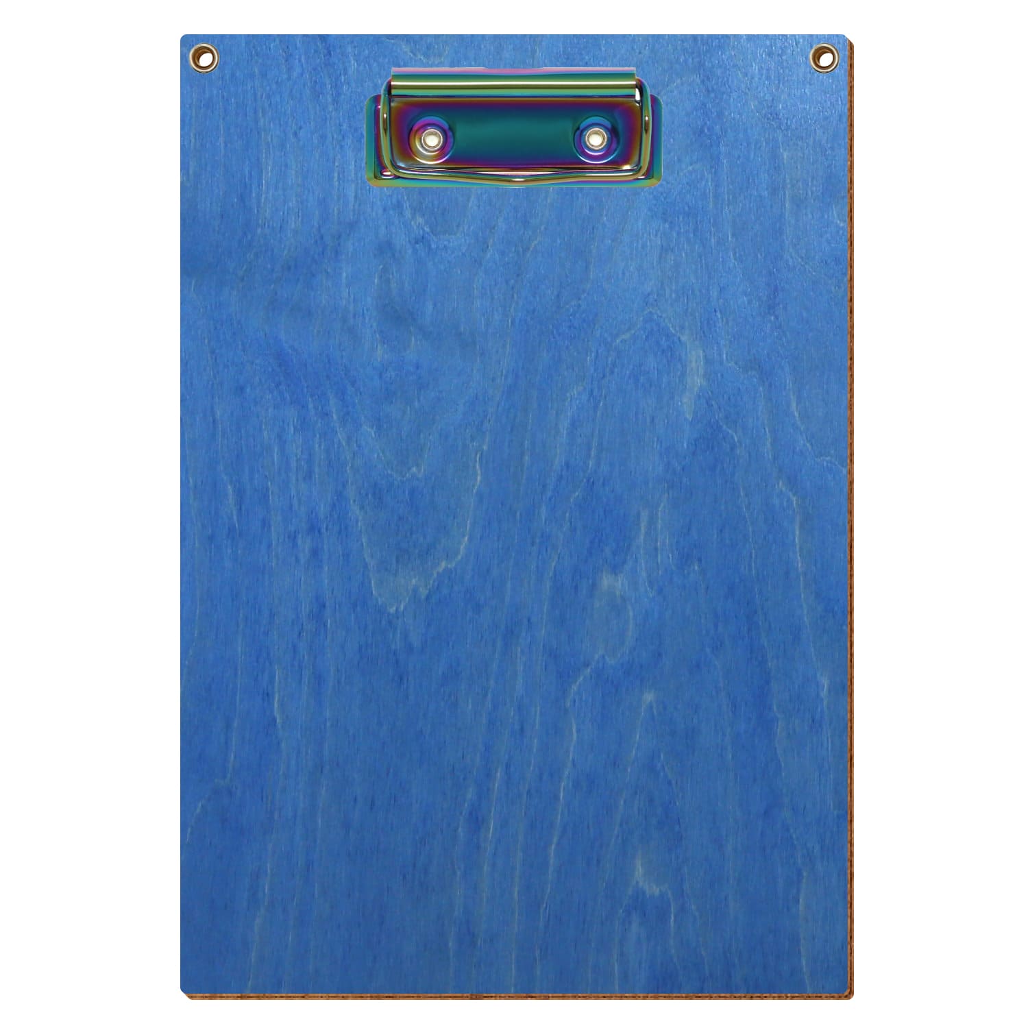 Klemmbrett Standardform Kornblumenblau mit 2 Ösen A5 hochkant Bügelklemme Regenbogen