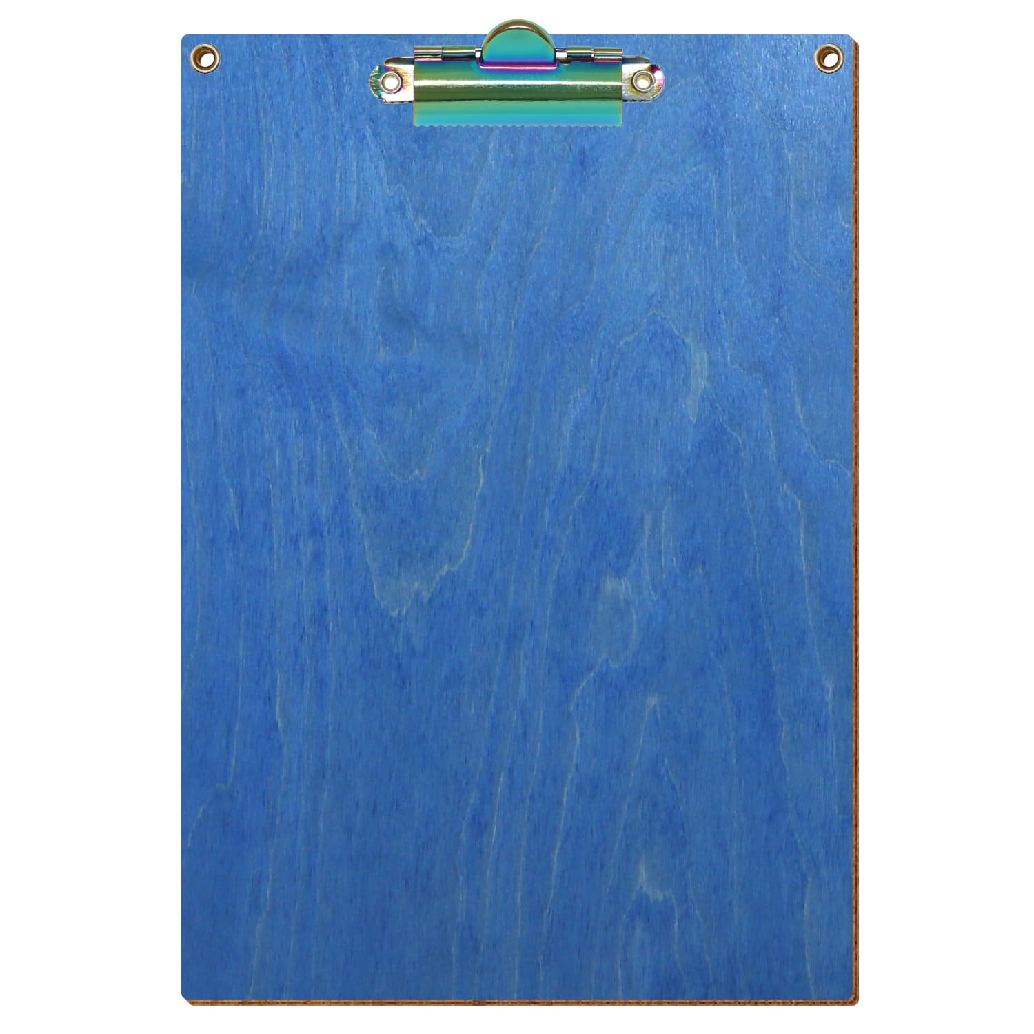 Klemmbrett Standardform Kornblumenblau mit 2 Ösen A5 hochkant Zahnklemme Regenbogen
