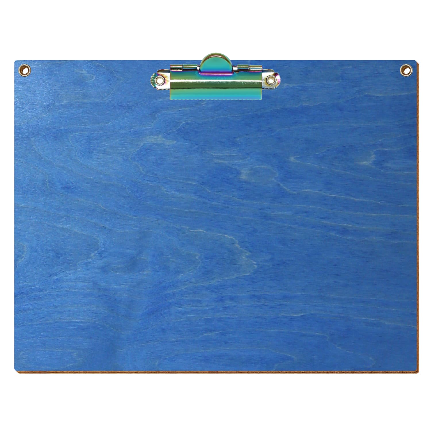Klemmbrett Standardform Kornblumenblau mit 2 Ösen A5 querkant Zahnklemme Regenbogen