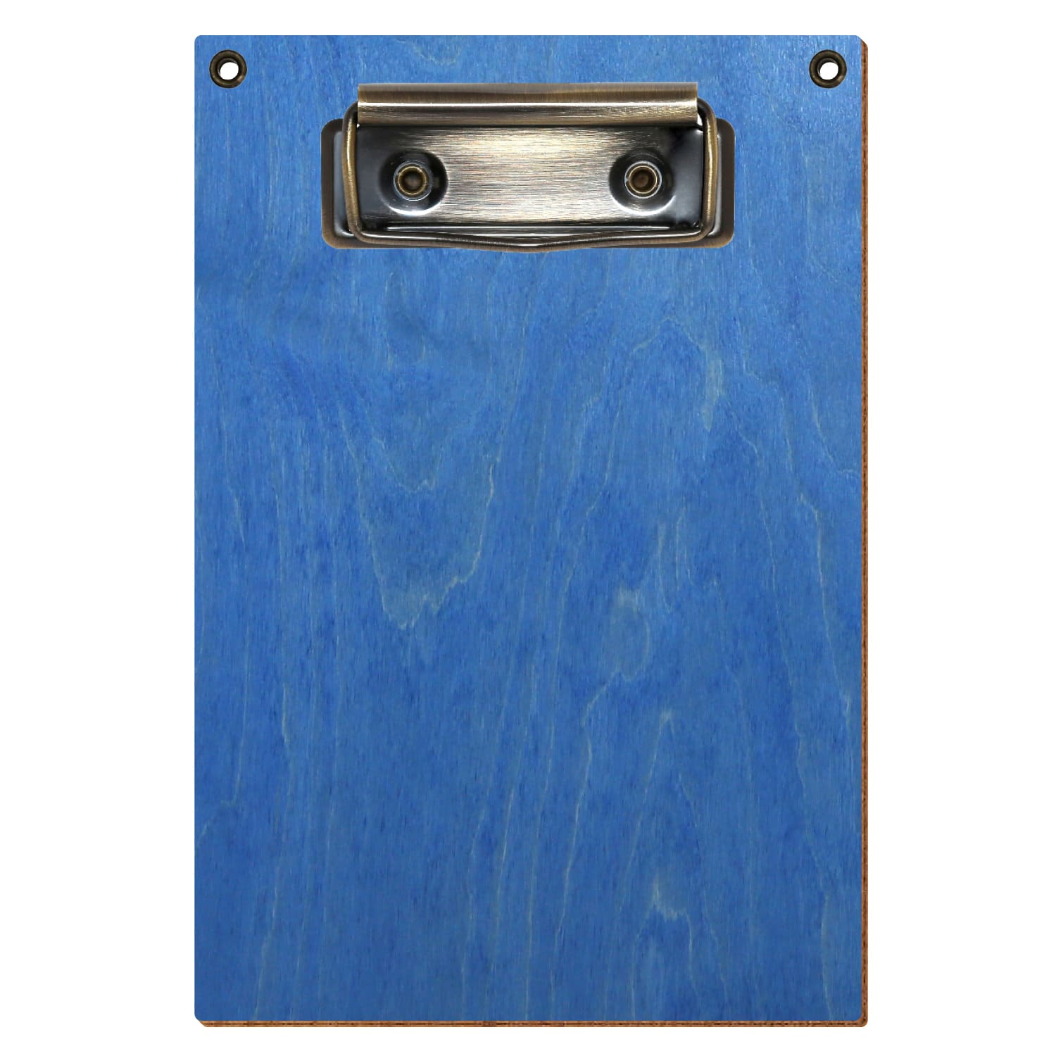 Klemmbrett Standardform Kornblumenblau mit 2 Ösen A6 hochkant Bügelklemme antik