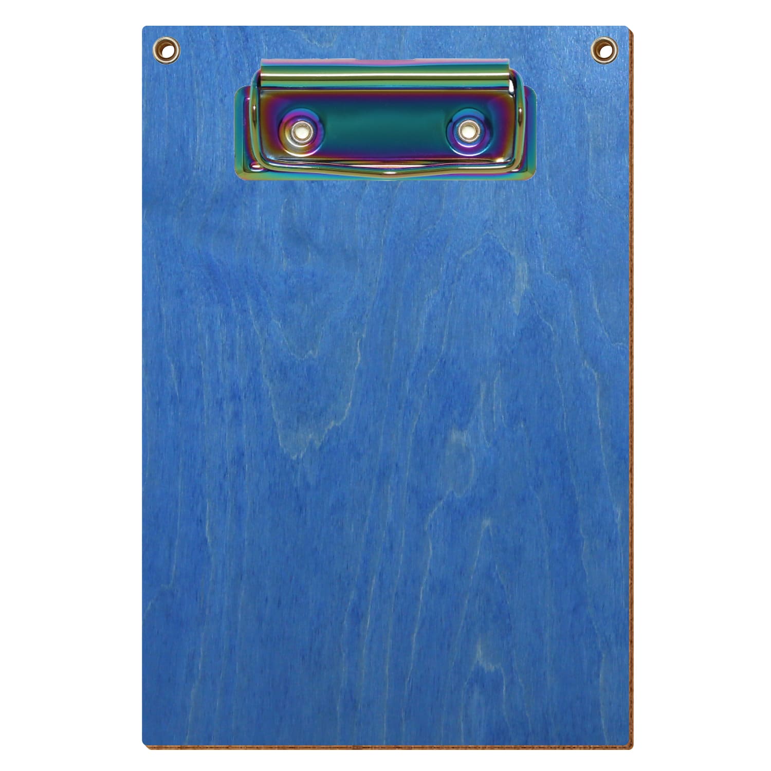 Klemmbrett Standardform Kornblumenblau mit 2 Ösen A6 hochkant Bügelklemme Regenbogen