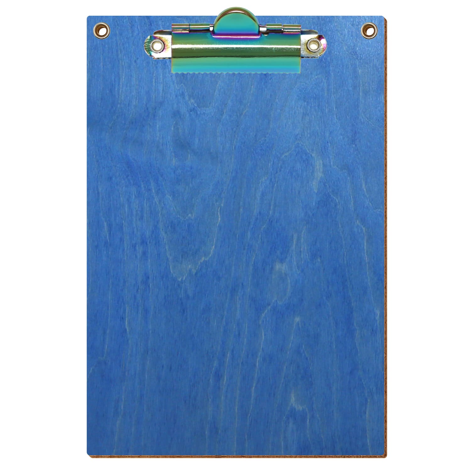 Klemmbrett Standardform Kornblumenblau mit 2 Ösen A6 hochkant Zahnklemme Regenbogen