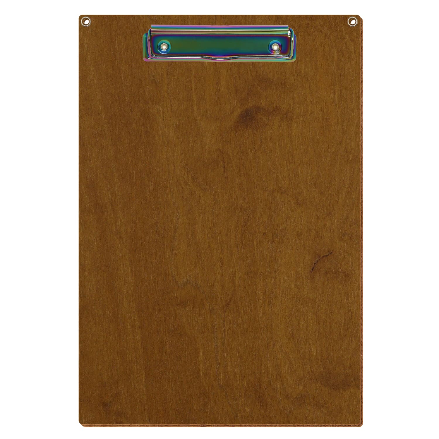 Klemmbrett Standardform Teak mit 2 Ösen A4 hochkant Bügelklemme Regenbogen