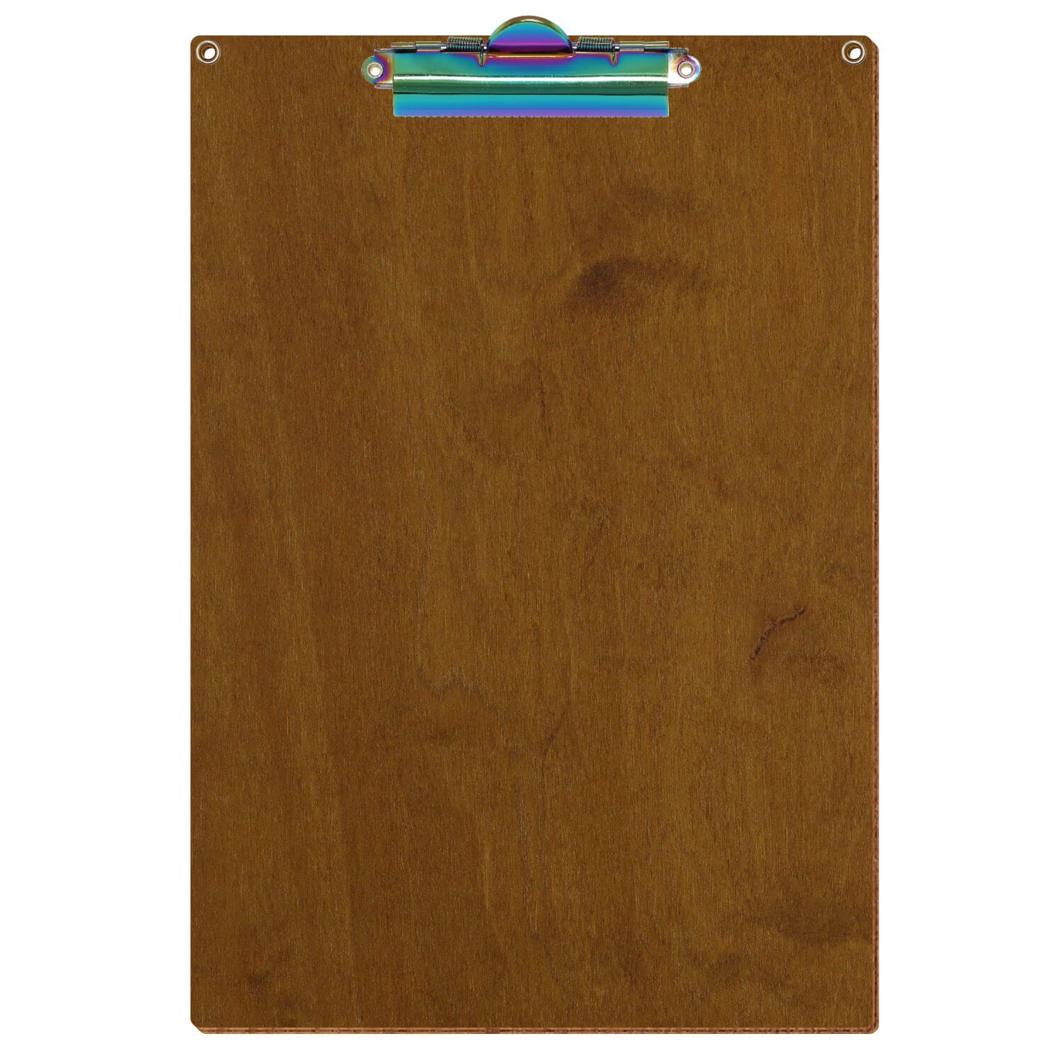 Klemmbrett Standardform Teak mit 2 Ösen A4 hochkant Zahnklemme Regenbogen