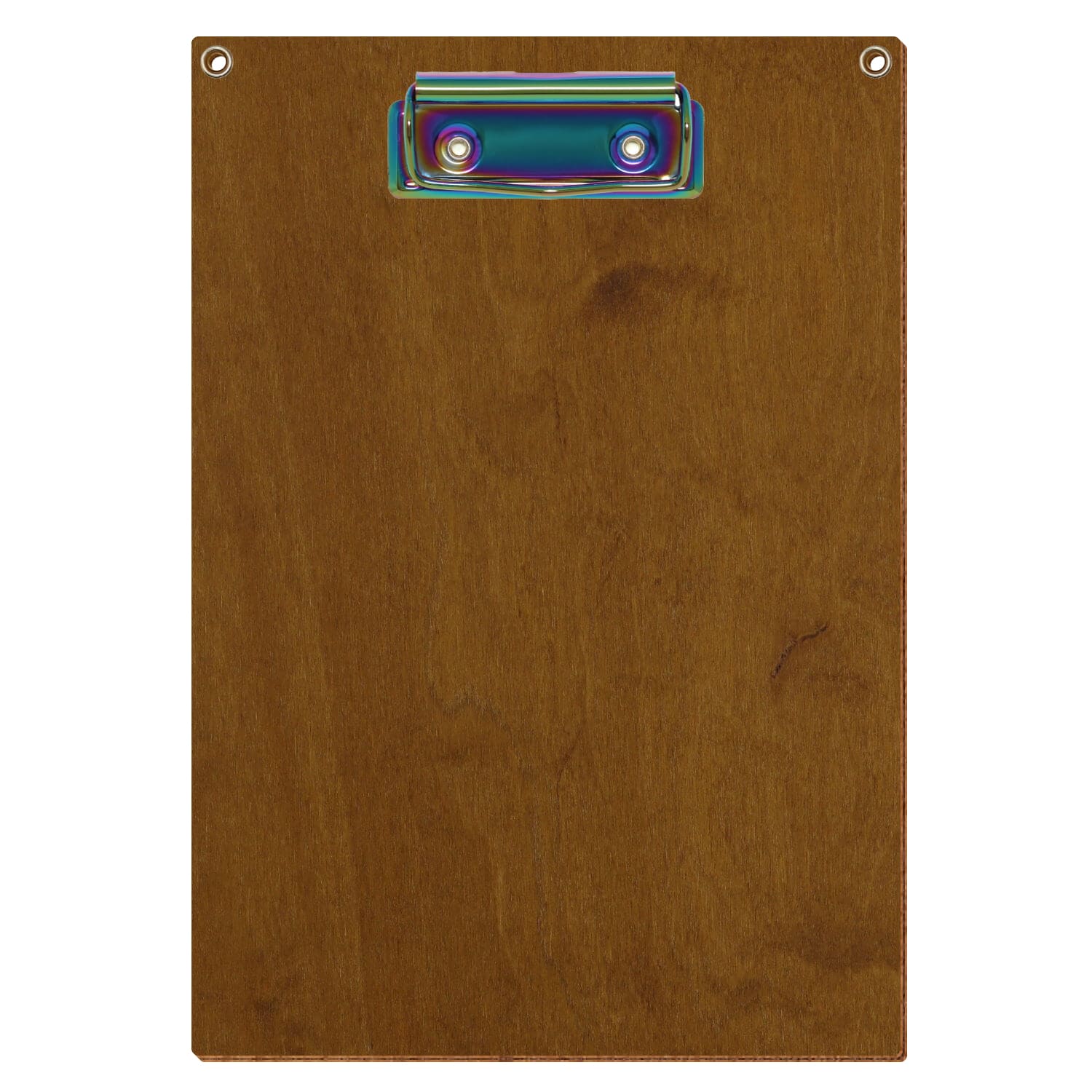 Klemmbrett Standardform Teak mit 2 Ösen A5 hochkant Bügelklemme Regenbogen