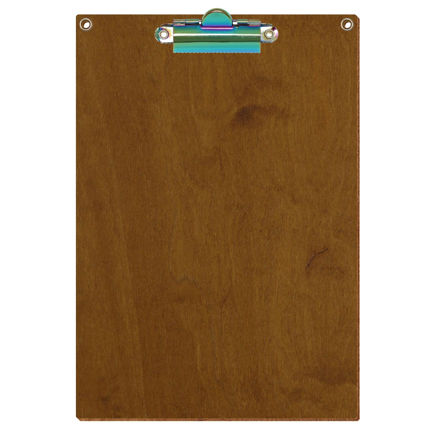 Klemmbrett Standardform Teak mit 2 Ösen A5 hochkant Zahnklemme Regenbogen