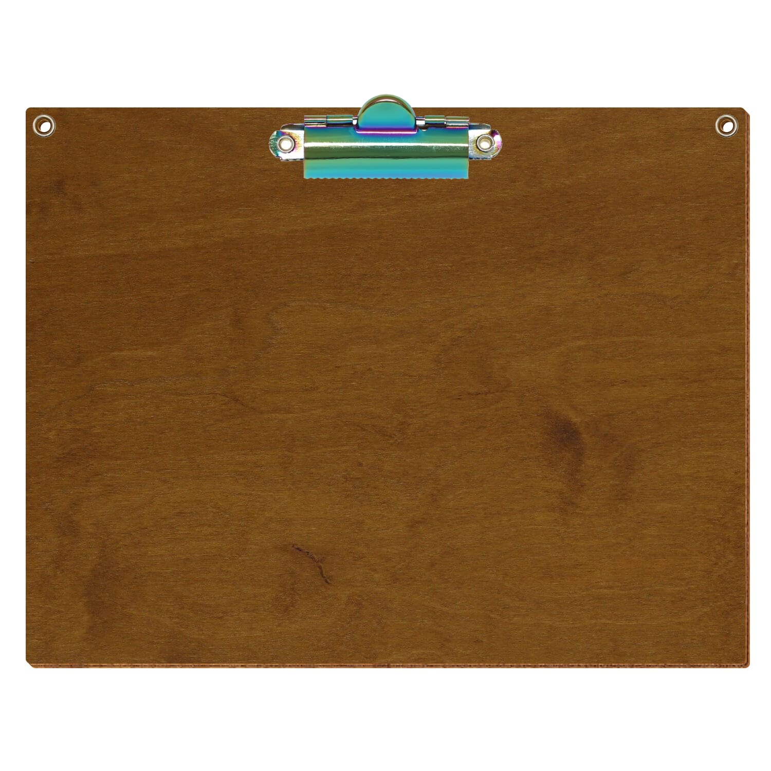 Klemmbrett Standardform Teak mit 2 Ösen A5 querkant Zahnklemme Regenbogen