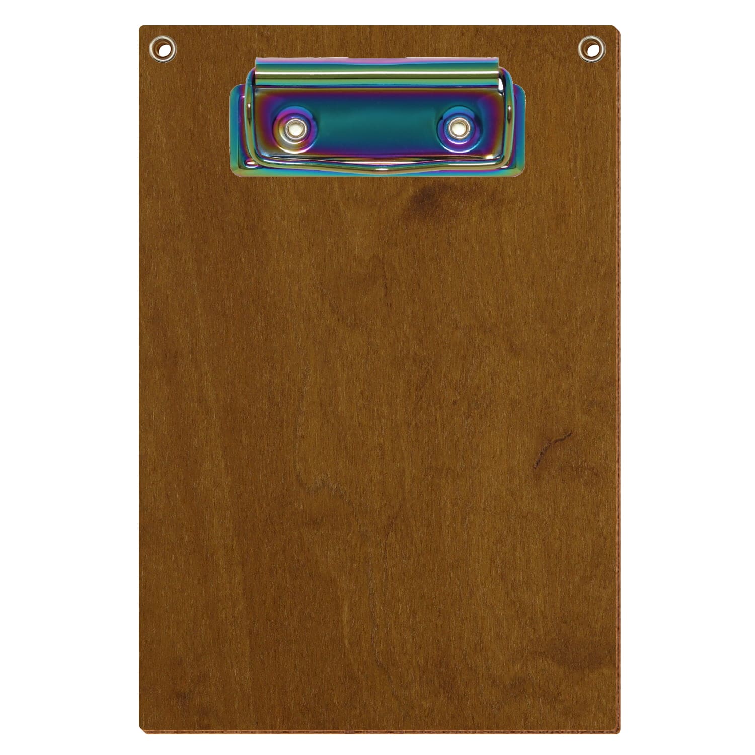 Klemmbrett Standardform Teak mit 2 Ösen A6 hochkant Bügelklemme Regenbogen