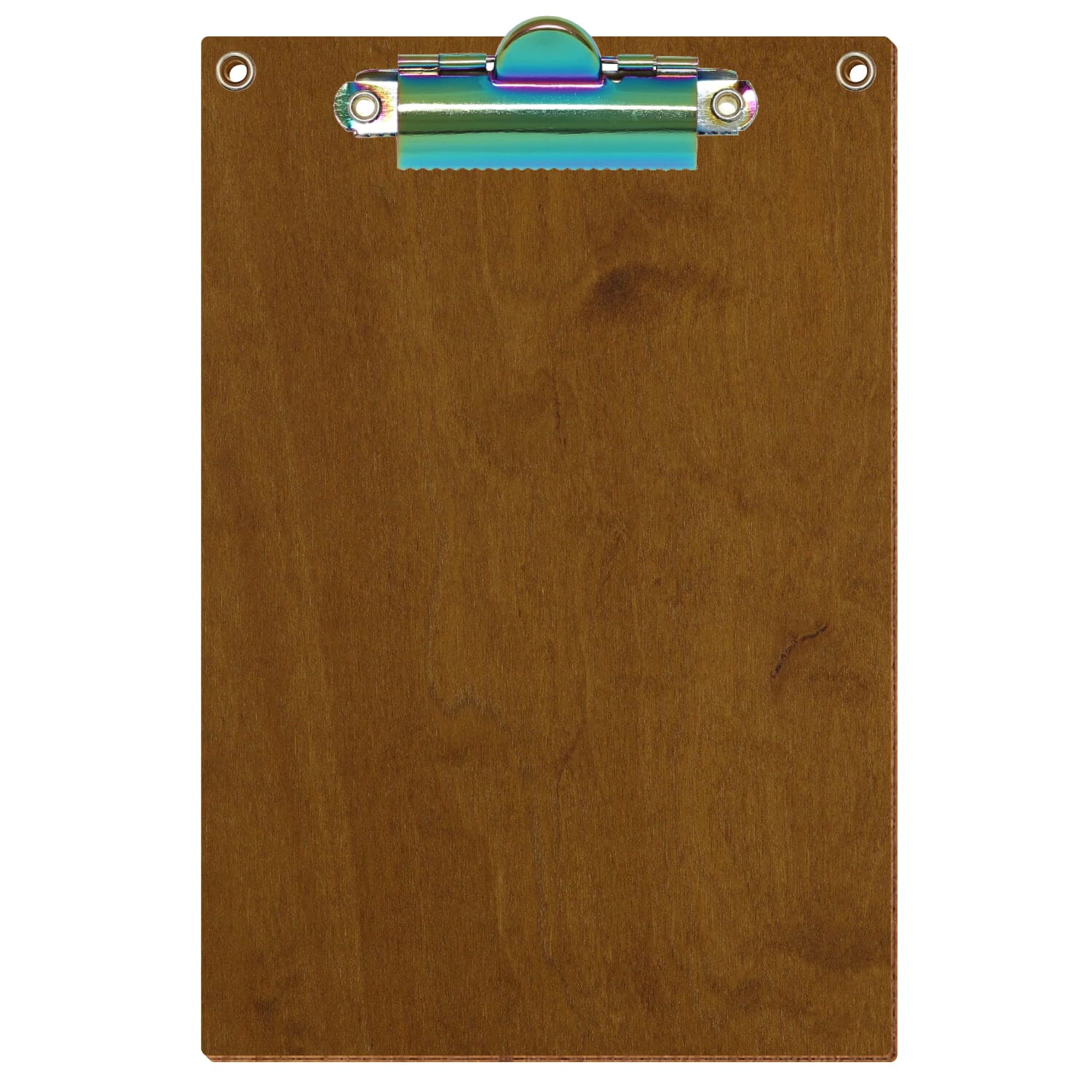 Klemmbrett Standardform Teak mit 2 Ösen A6 hochkant Zahnklemme Regenbogen