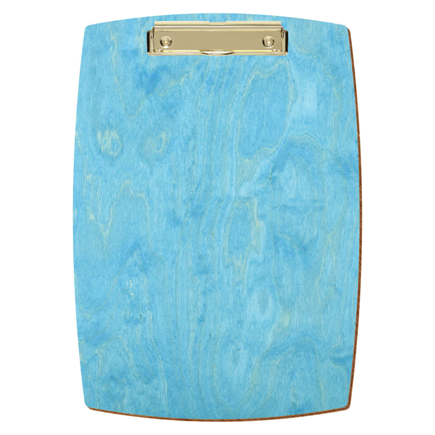Bütic Holz-Klemmbrett konvex in der Farbe Hellblau in A4 hochkant mit goldener Bügelklemme
