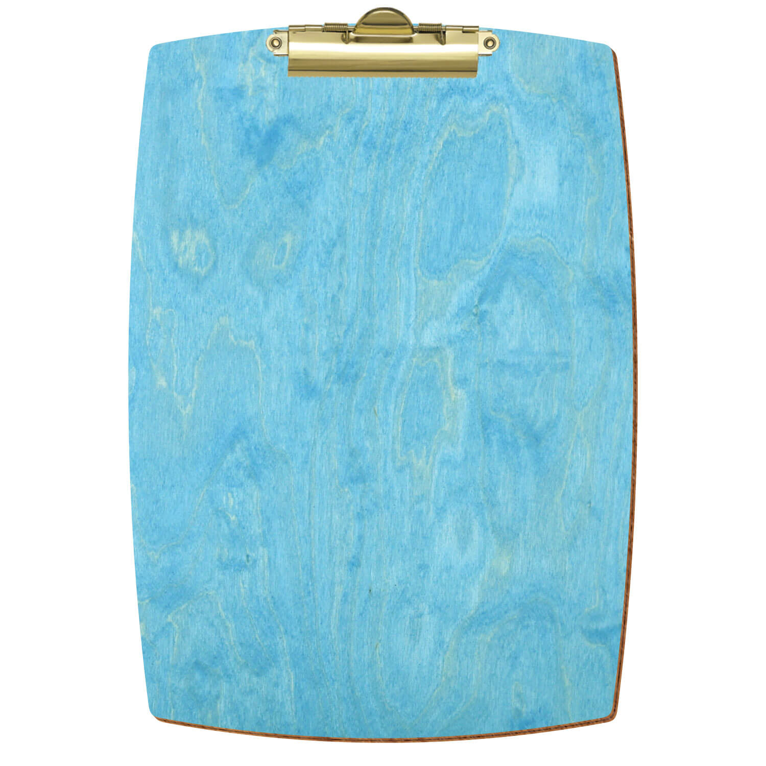 Bütic Holz-Klemmbrett konvex in der Farbe Hellblau in A4 hochkant mit goldener Zahnklemme