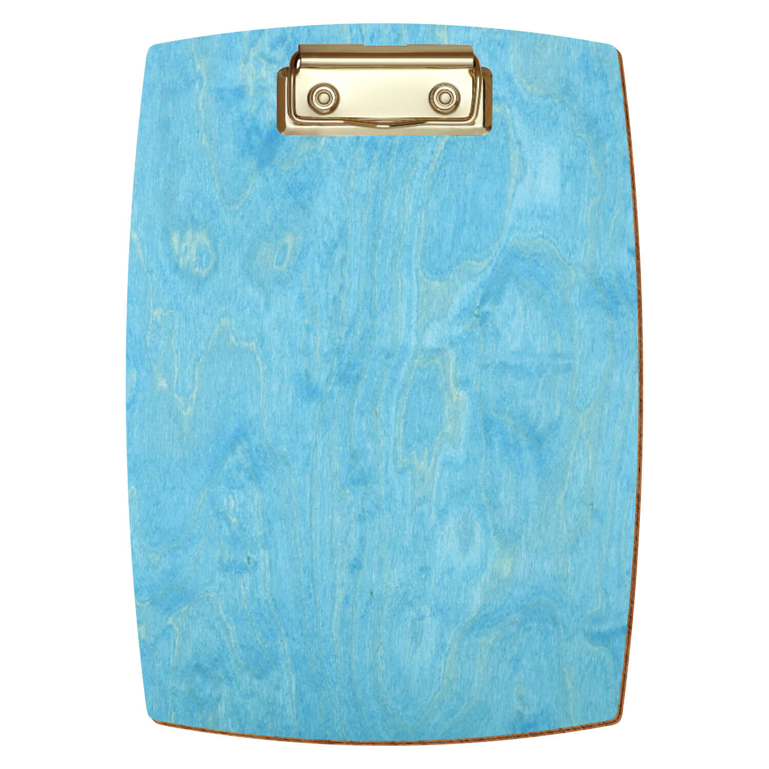 Bütic Holz-Klemmbrett konvex in der Farbe Hellblau in A5 hochkant mit goldener Bügelklemme