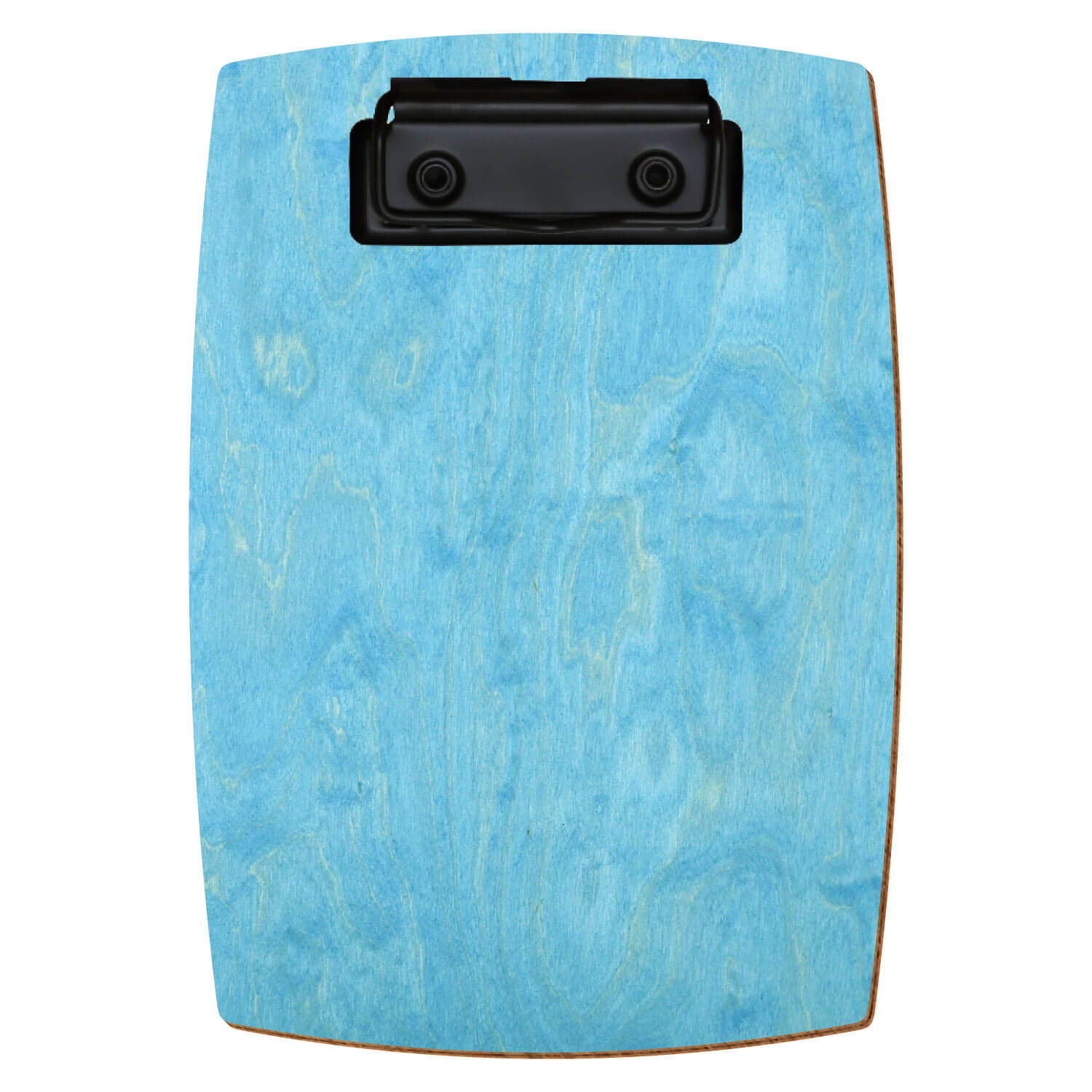 Bütic Holz-Klemmbrett konvex in der Farbe Hellblau in A6 hochkant mit schwarzer Bügelklemme