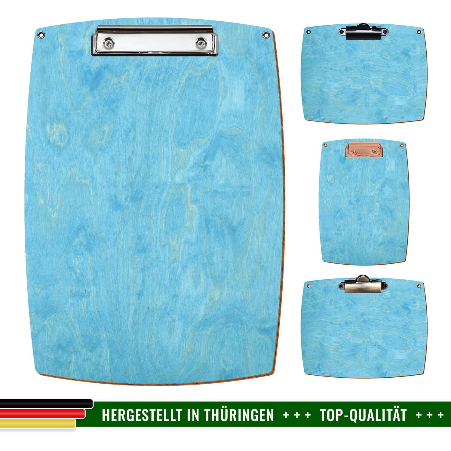 Klemmbrett konvex Hellblau mit Ösen