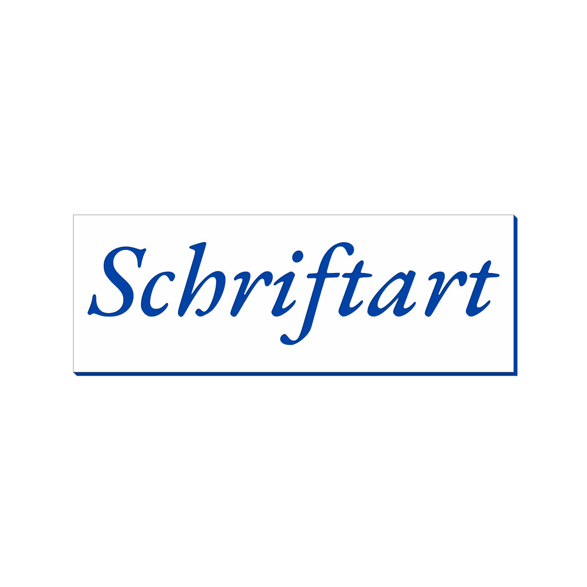 Schriftart-Vorschau für Briefkasten-Namensschild: kursive blaue Schrift auf weißem Hintergrund