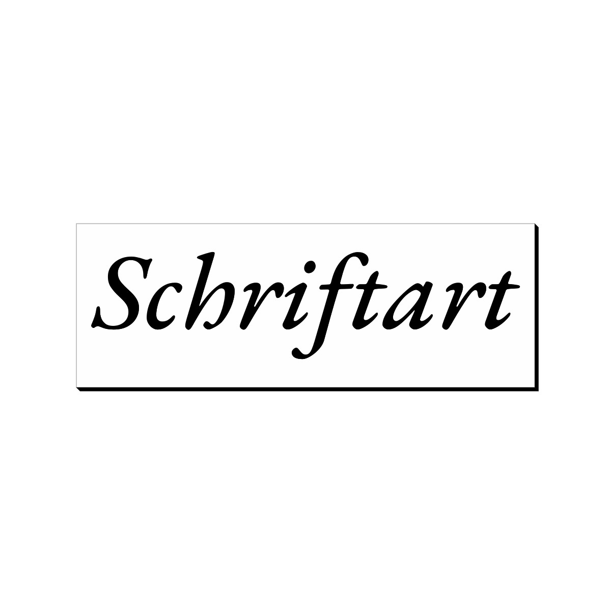 Kursive Schriftart-Vorschau für ein selbstklebendes Briefkasten-Namensschild mit Lasergravur