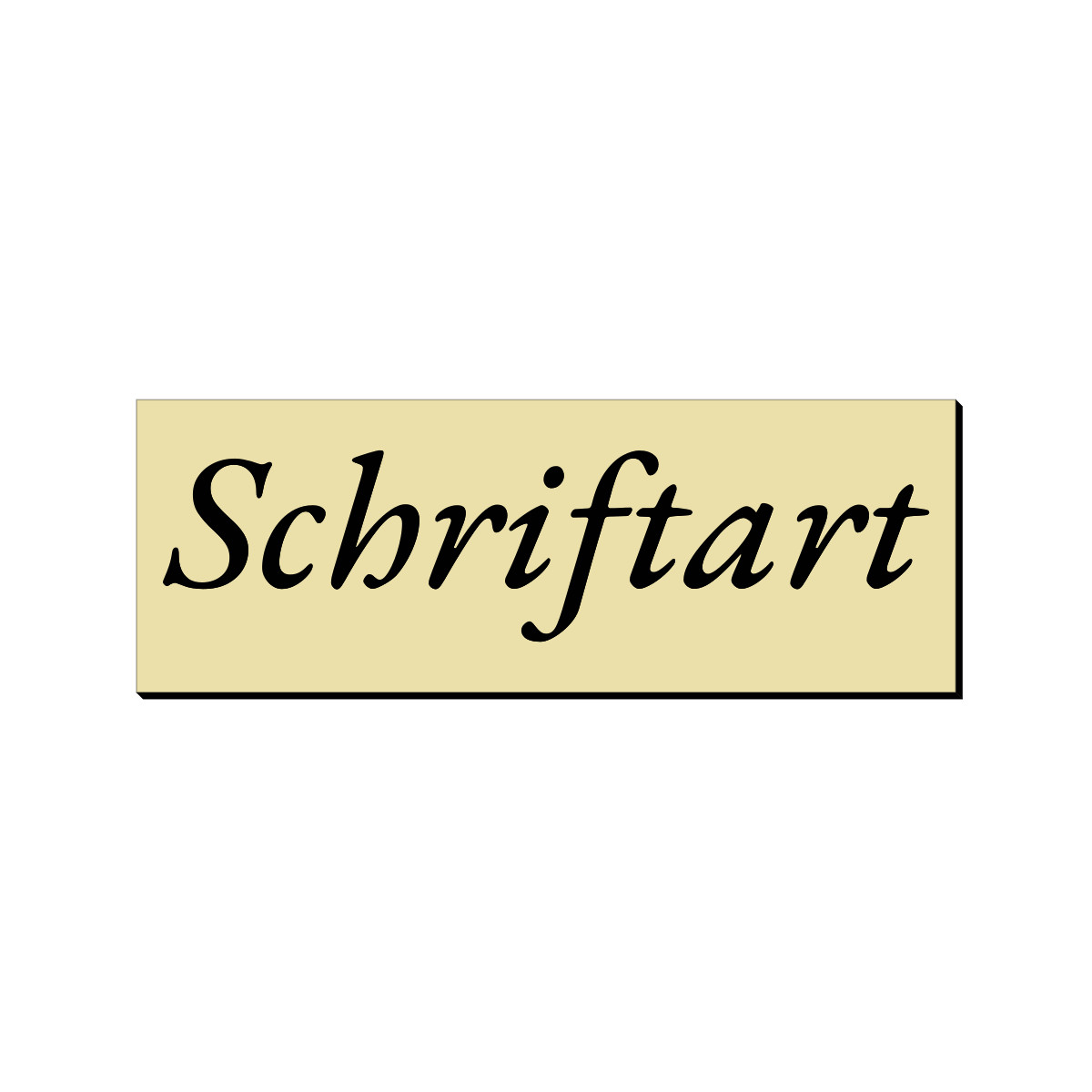 Briefkasten-Namensschild in Cremegold mit schwarzer kursiver Gravurschrift „Schriftart