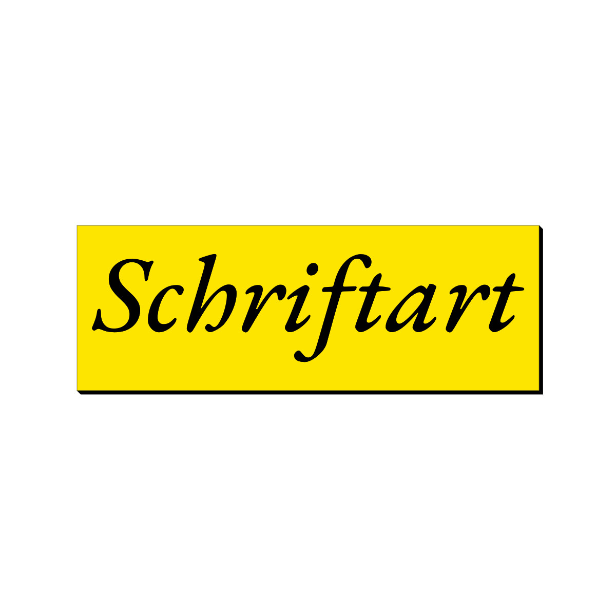 Schwarze Kursivschrift auf gelbem Briefkasten-Namensschild als Schriftart-Beispiel