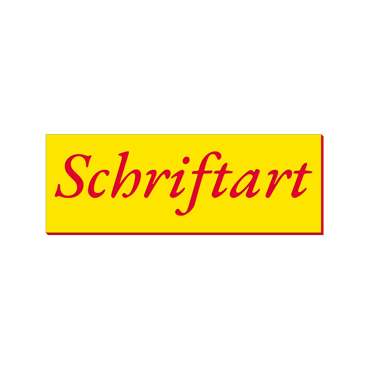 Schriftart-Auswahl für Briefkasten-Namensschild: roter Kursivschriftzug „Schriftart" auf gelbem Hintergrund